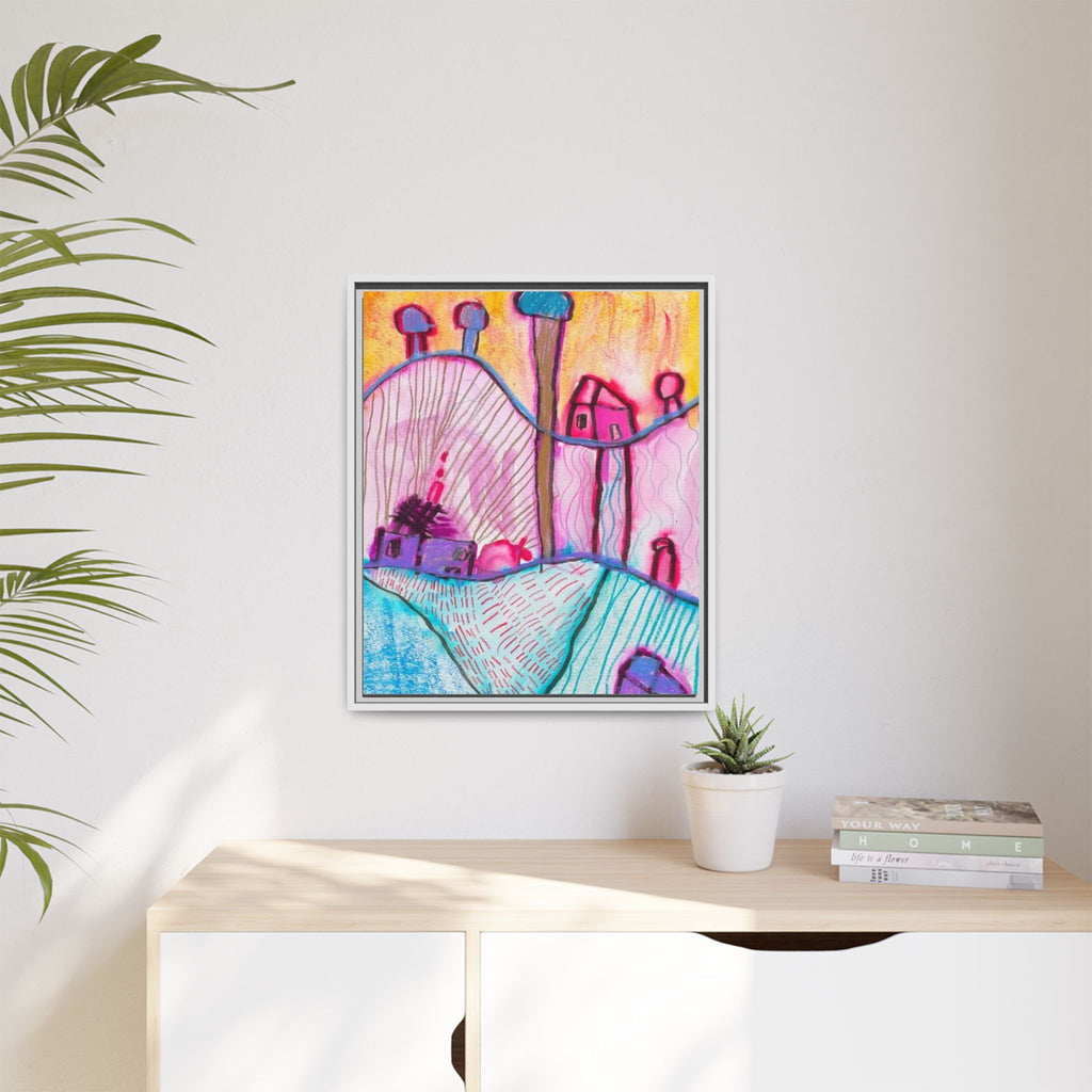 House on a Hill Matte Canvas, Framed Inspired by Frank Stella Art by Jackson Smith