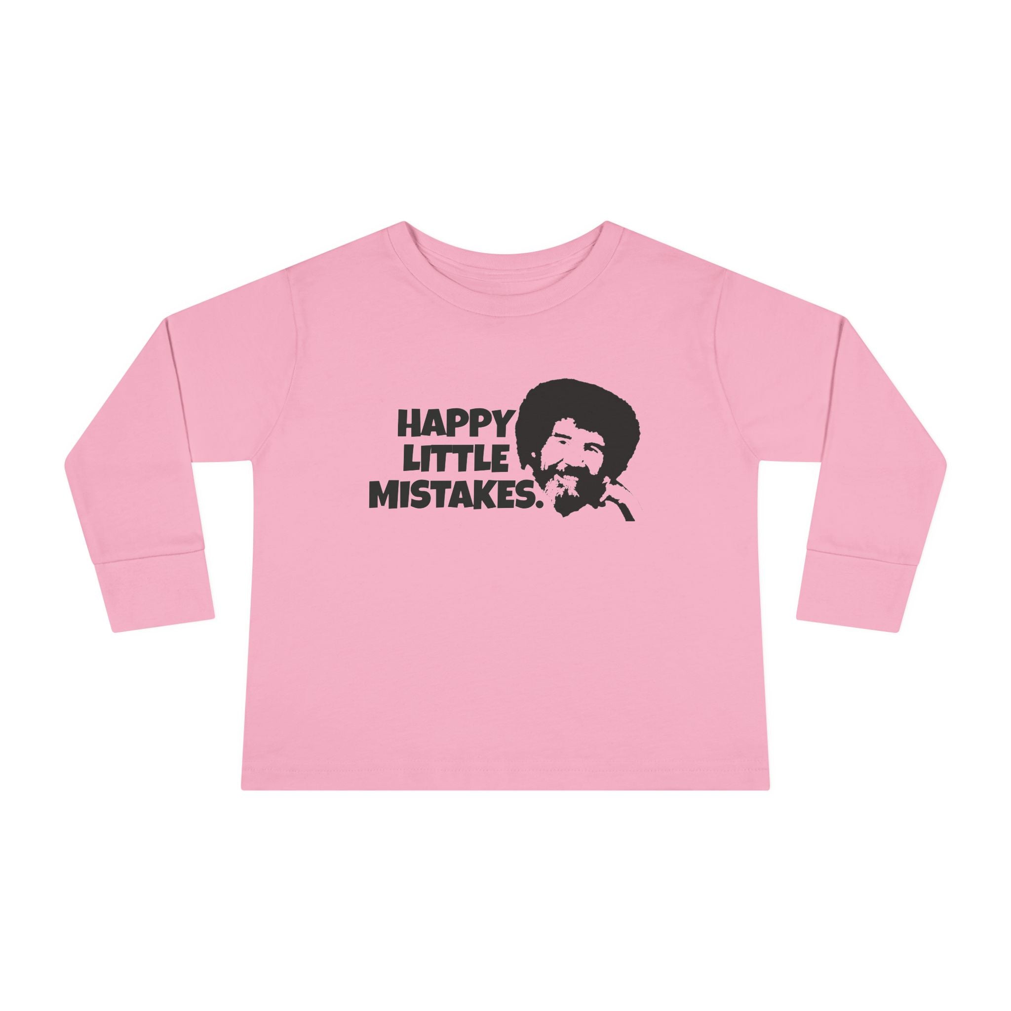 Bob Ross Inspired Toddler Long Sleeve Tee - Happy Little Mistakes Graphic Tee