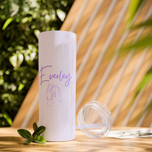 Custom Dance Skinny Tumbler with Straw, 20oz w/name