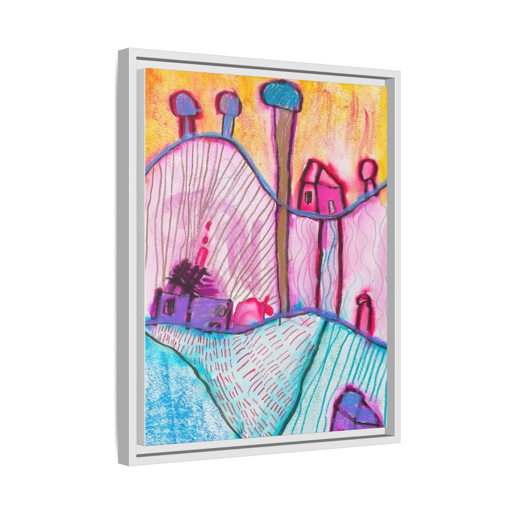 House on a Hill Matte Canvas, Framed Inspired by Frank Stella Art by Jackson Smith