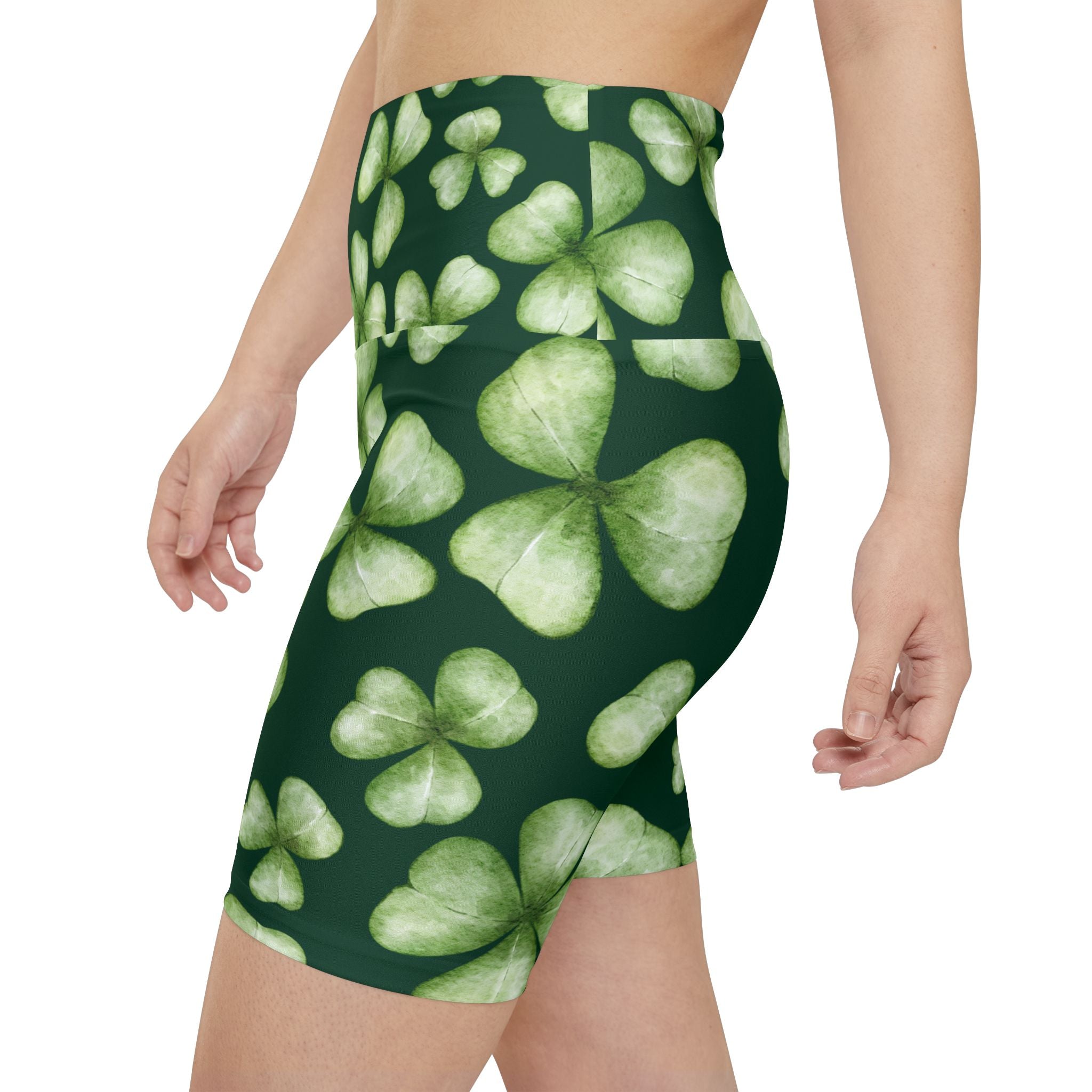 Shamrock Shorts Women's Workout Shorts with Shamrock Print for St. Patrick's Day Run
