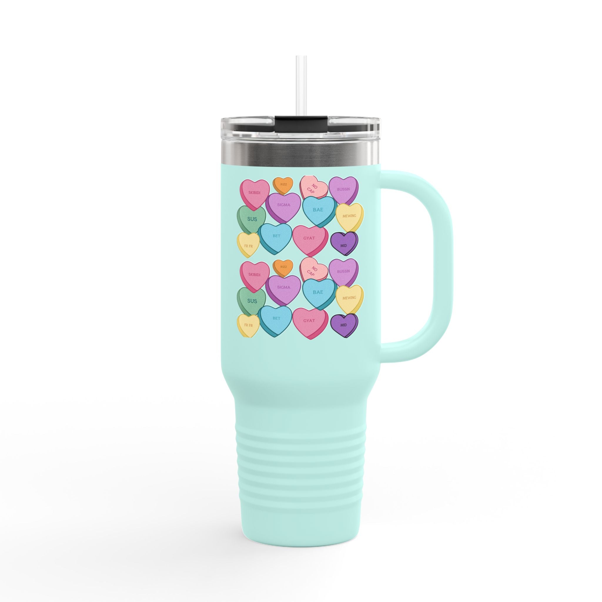 Candy Hearts Slang Insulated Travel Mug, 40oz