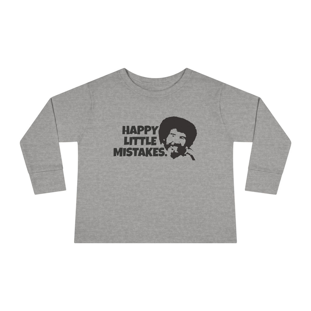 Bob Ross Inspired Toddler Long Sleeve Tee - Happy Little Mistakes Graphic Tee