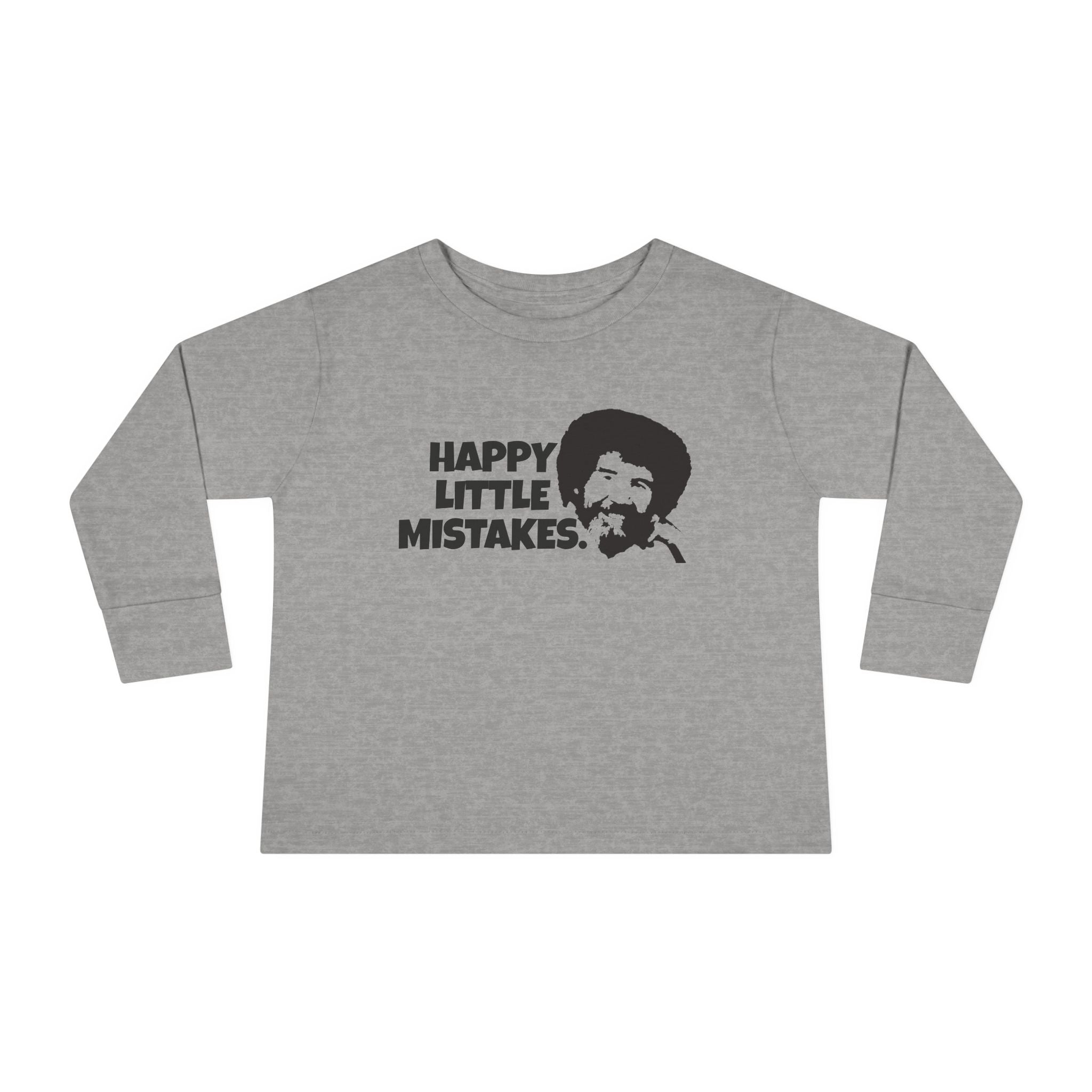 Bob Ross Inspired Toddler Long Sleeve Tee - Happy Little Mistakes Graphic Tee
