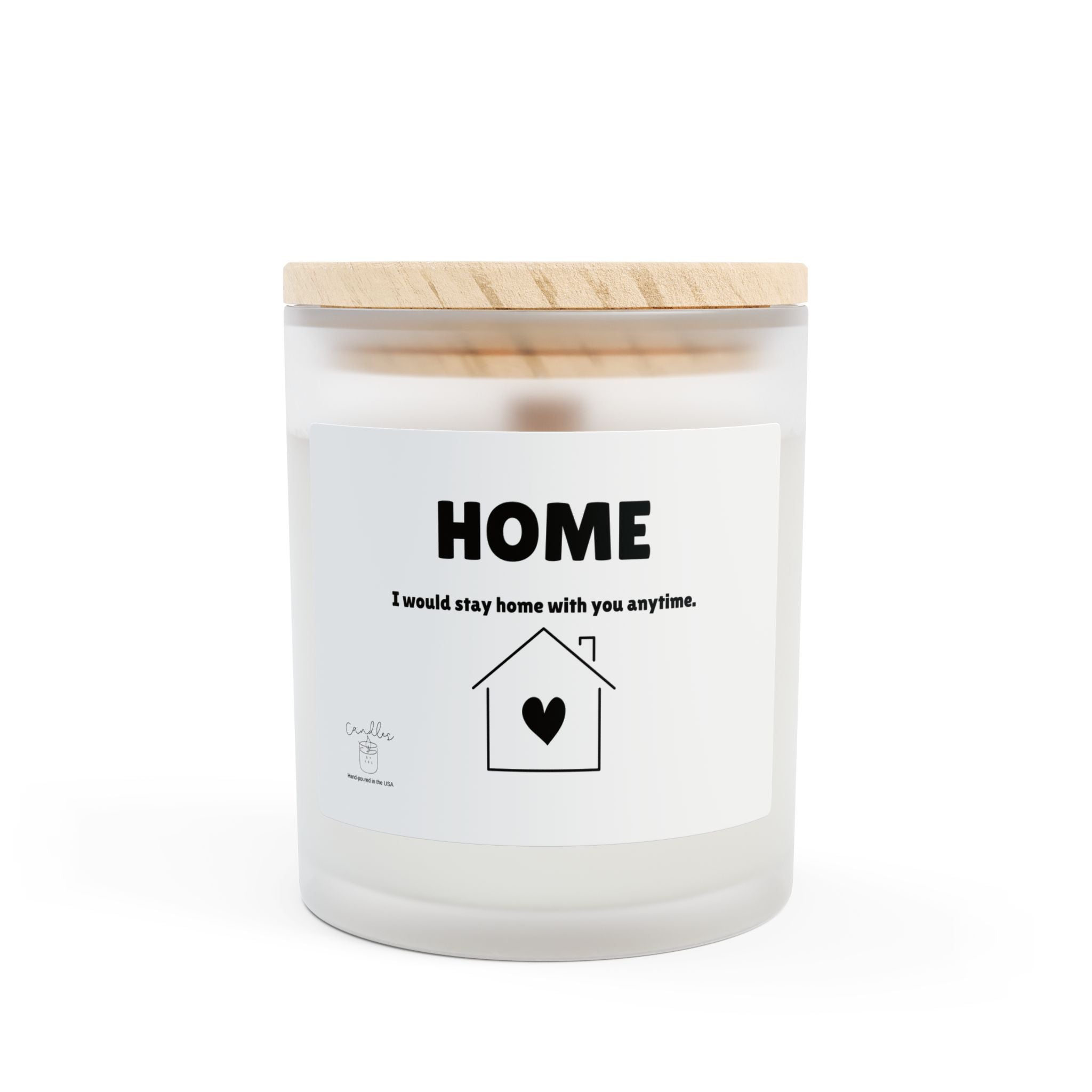 Smells Like Home! Wooden Wick Frosted Glass Candle, 11oz Valentine's Gift for Him