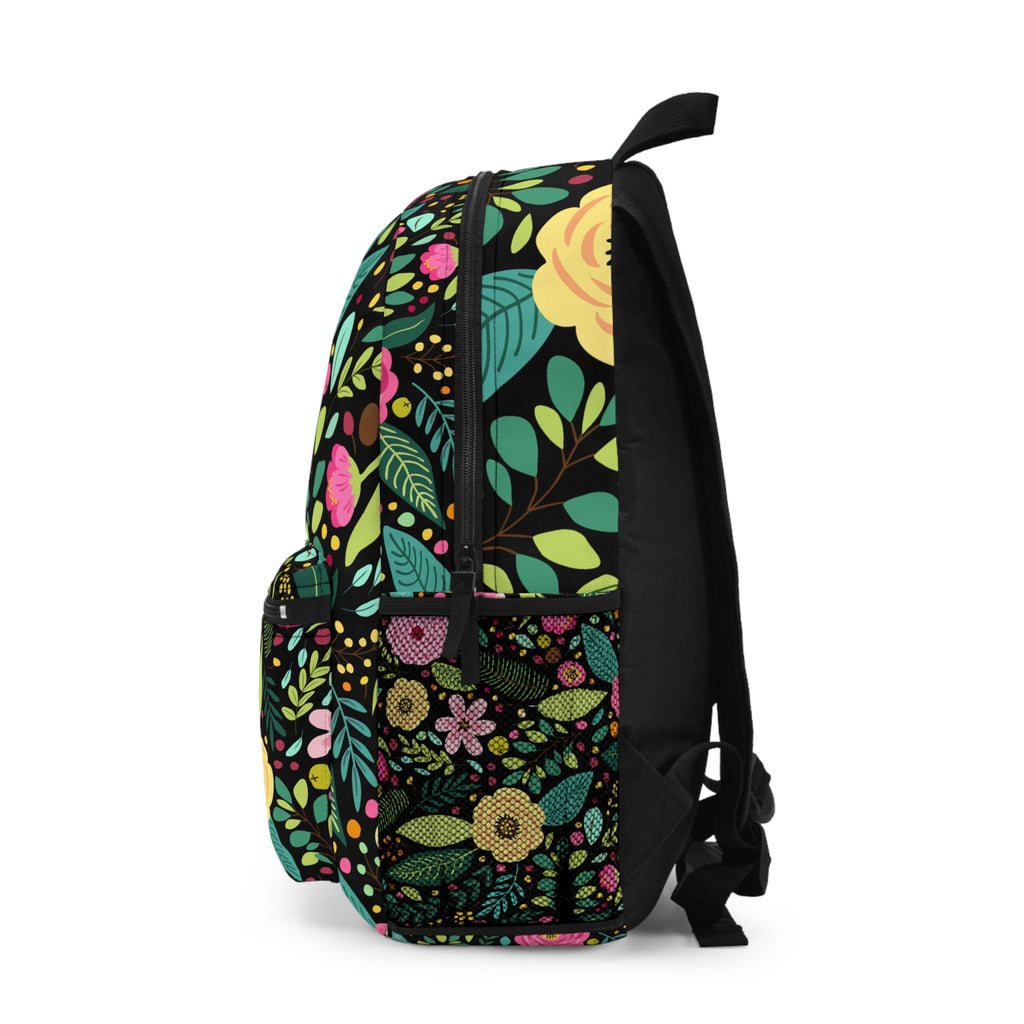 Floral Print Backpack for School, Laptop Backpack, Vibrant Floral Backpack with Laptop Compartment (Personalized)