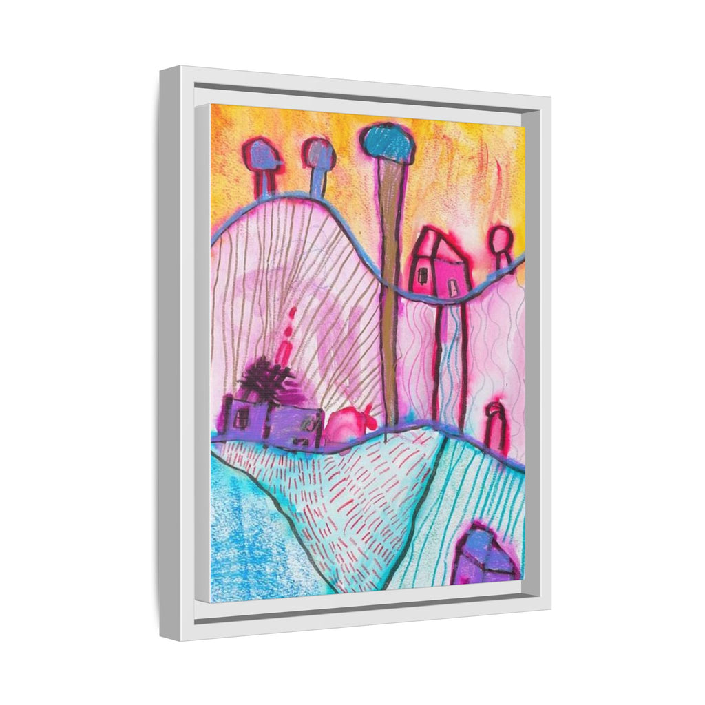 House on a Hill Matte Canvas, Framed Inspired by Frank Stella Art by Jackson Smith