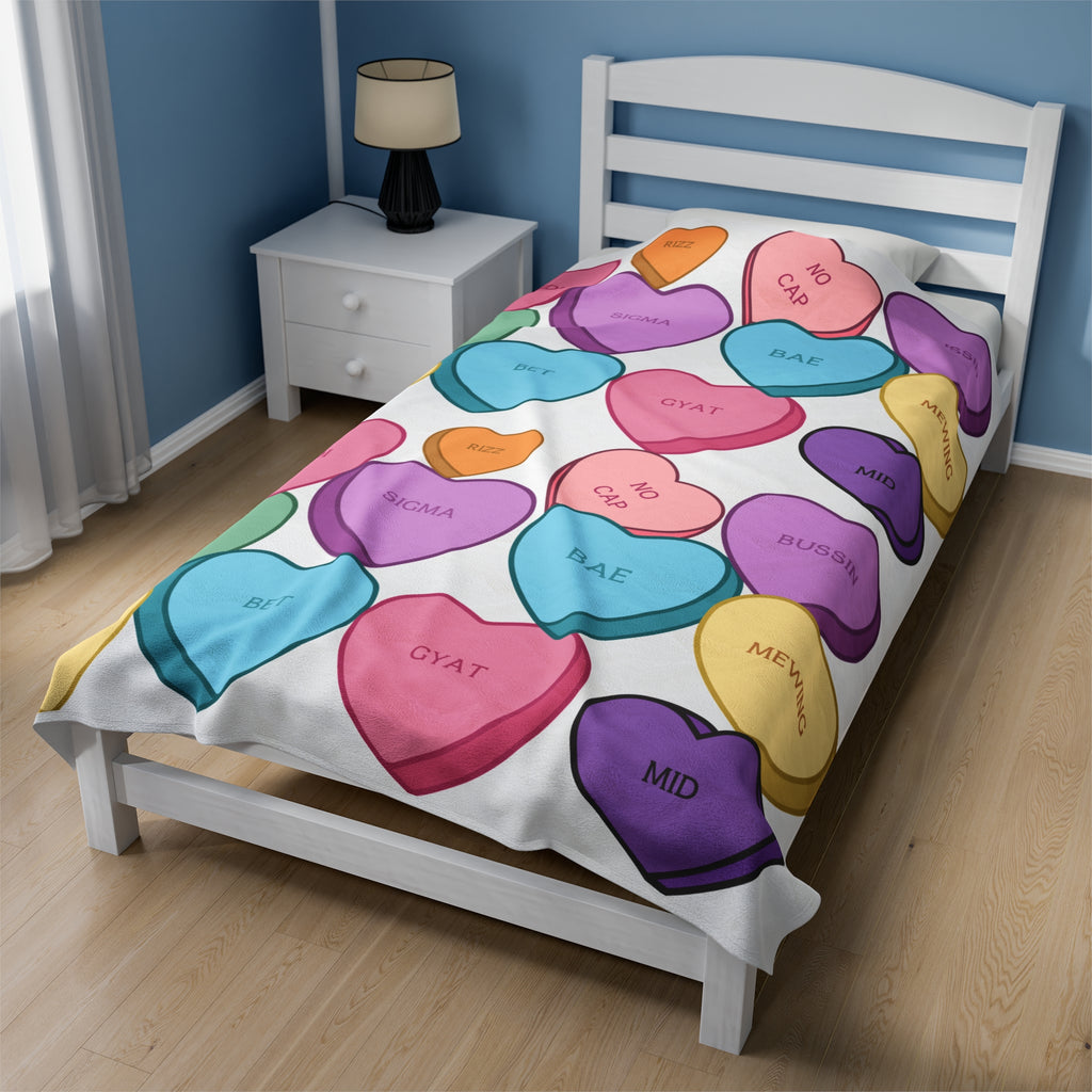 Candy Heart Valentines Velvet Soft Blanket Cozy Up in Style This Valentines Day