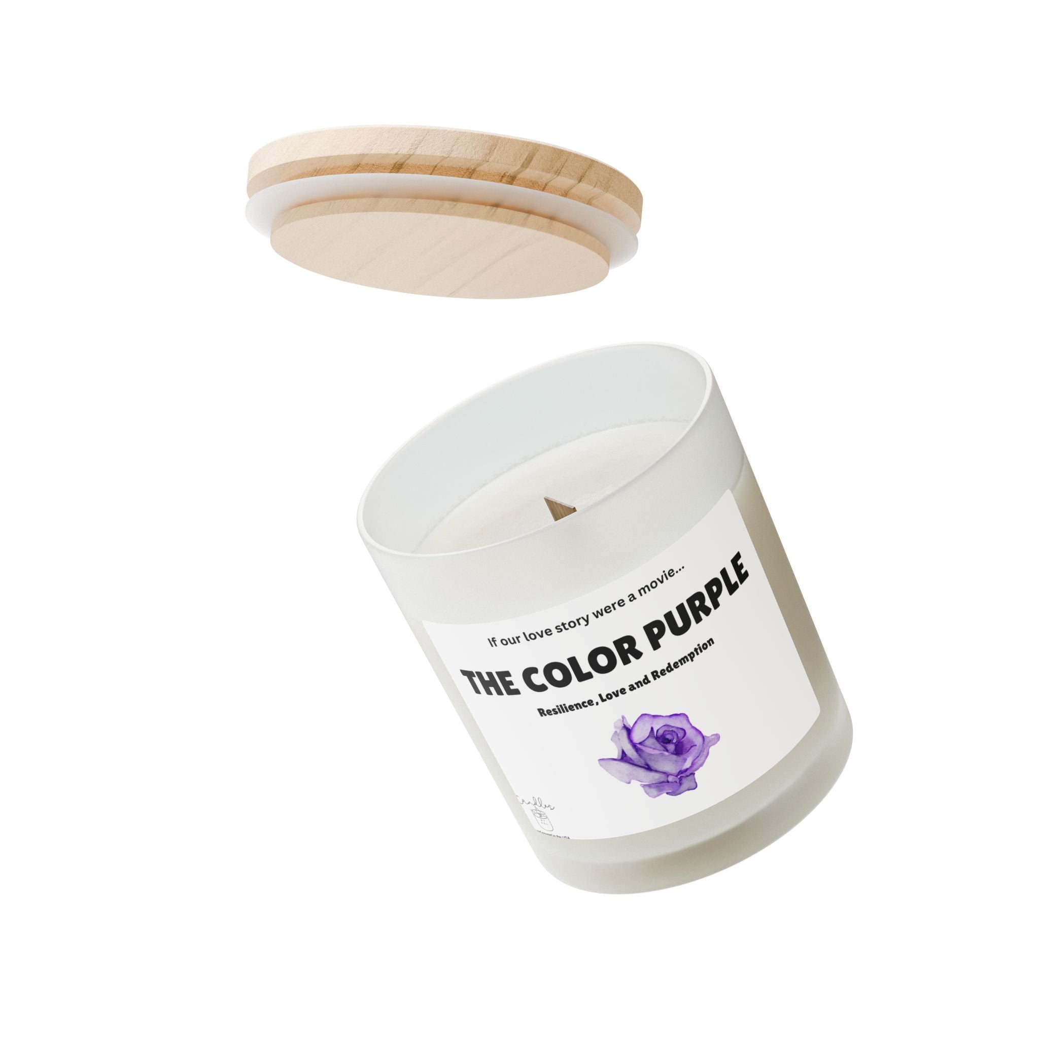 The Color Purple Wooden Wick Candle, 11oz If Our Love Story Were a Movie Romantic Unique Frosted Glass Candle Gift