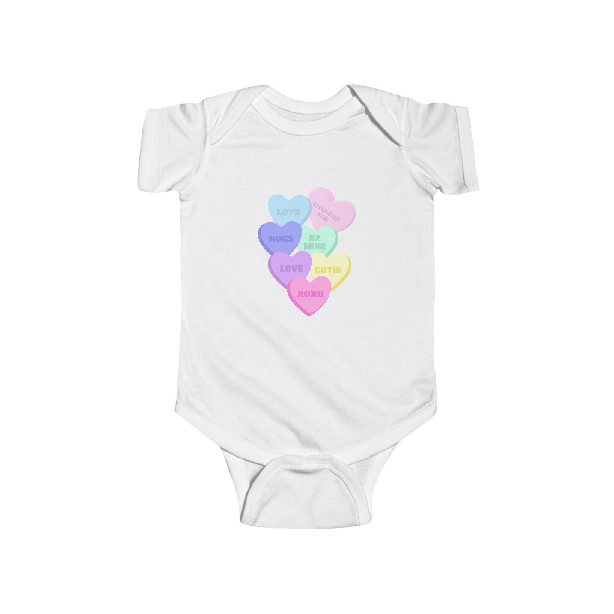 Candy Hearts Onesie Valentine's Candy Hearts Onesie for Valentine's Day Bodysuit