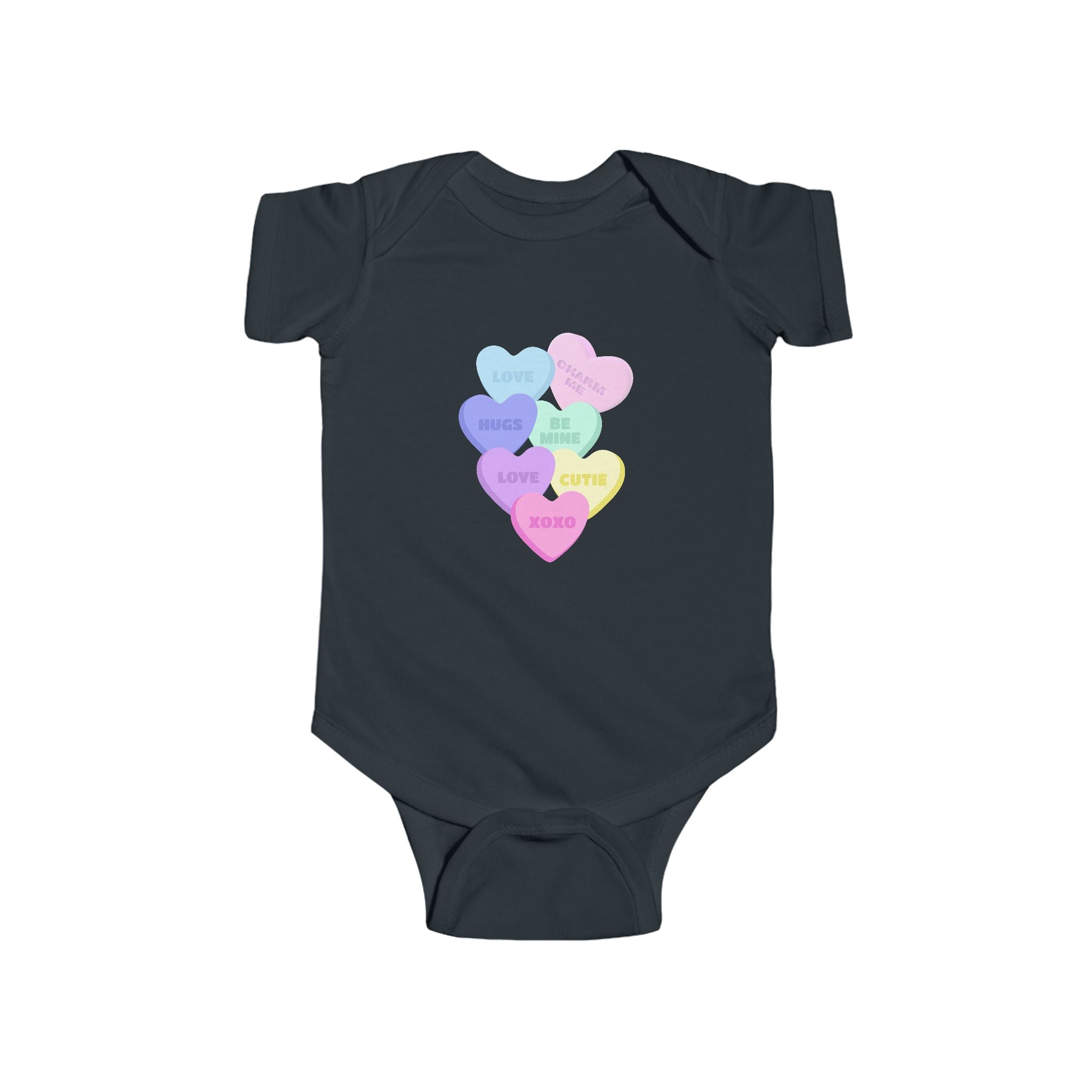 Candy Hearts Onesie Valentine's Candy Hearts Onesie for Valentine's Day Bodysuit