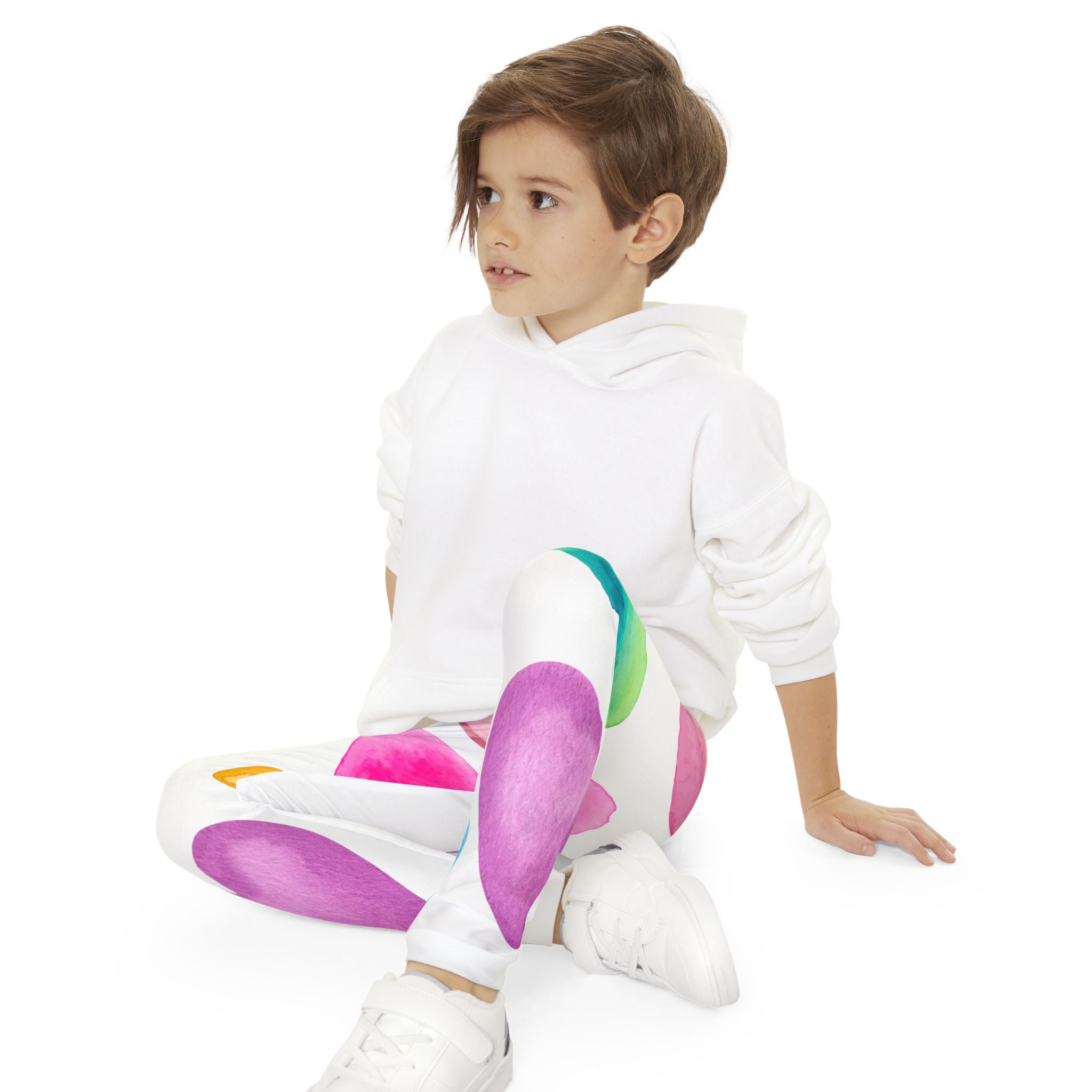 Youth Valentine's Leggings Valentine's Full-Length Leggings Pastel Hearts Print Leggings