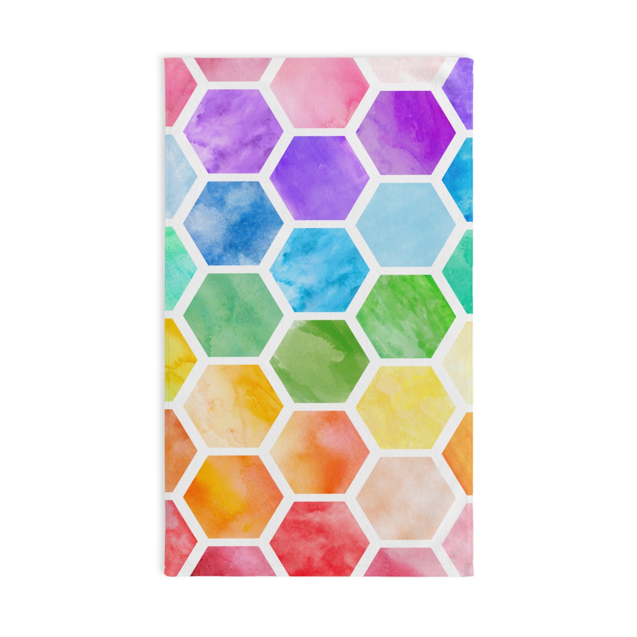 Colorful Hexagon Pattern Hand Towel - Vibrant Kitchen or Bath Decor, Gift for Housewarming, Beach, Bathroom Guest Towel