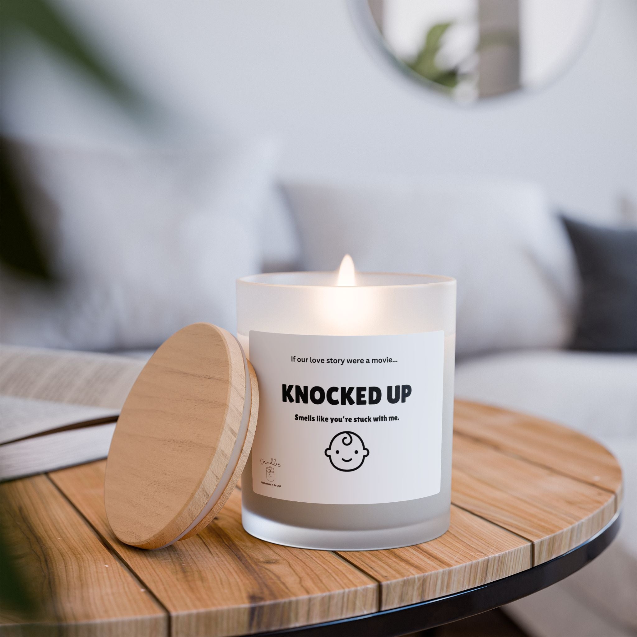 Knocked Up Smells Like Your Stuck With Me Wooden Wick Frosted Glass Candle, 11oz