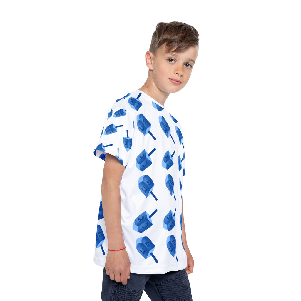 Kids  Hanukkah Dreidel Print T-Shirt | Athletic Top Dreidel Print