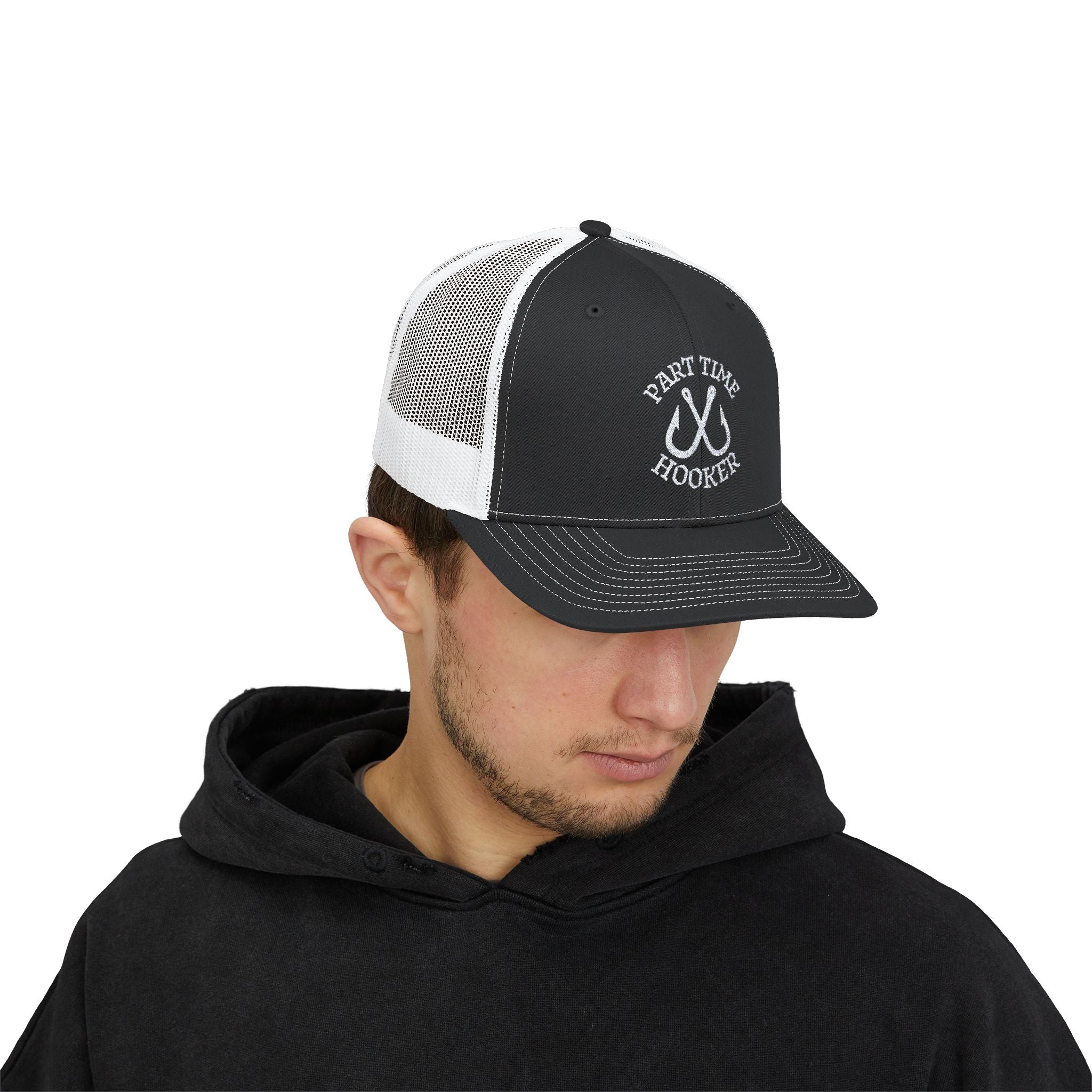 Part TIme Hooker Trucker Hat FIshing Logo Hat Fisherman Trucker Cap Part Time Hooker