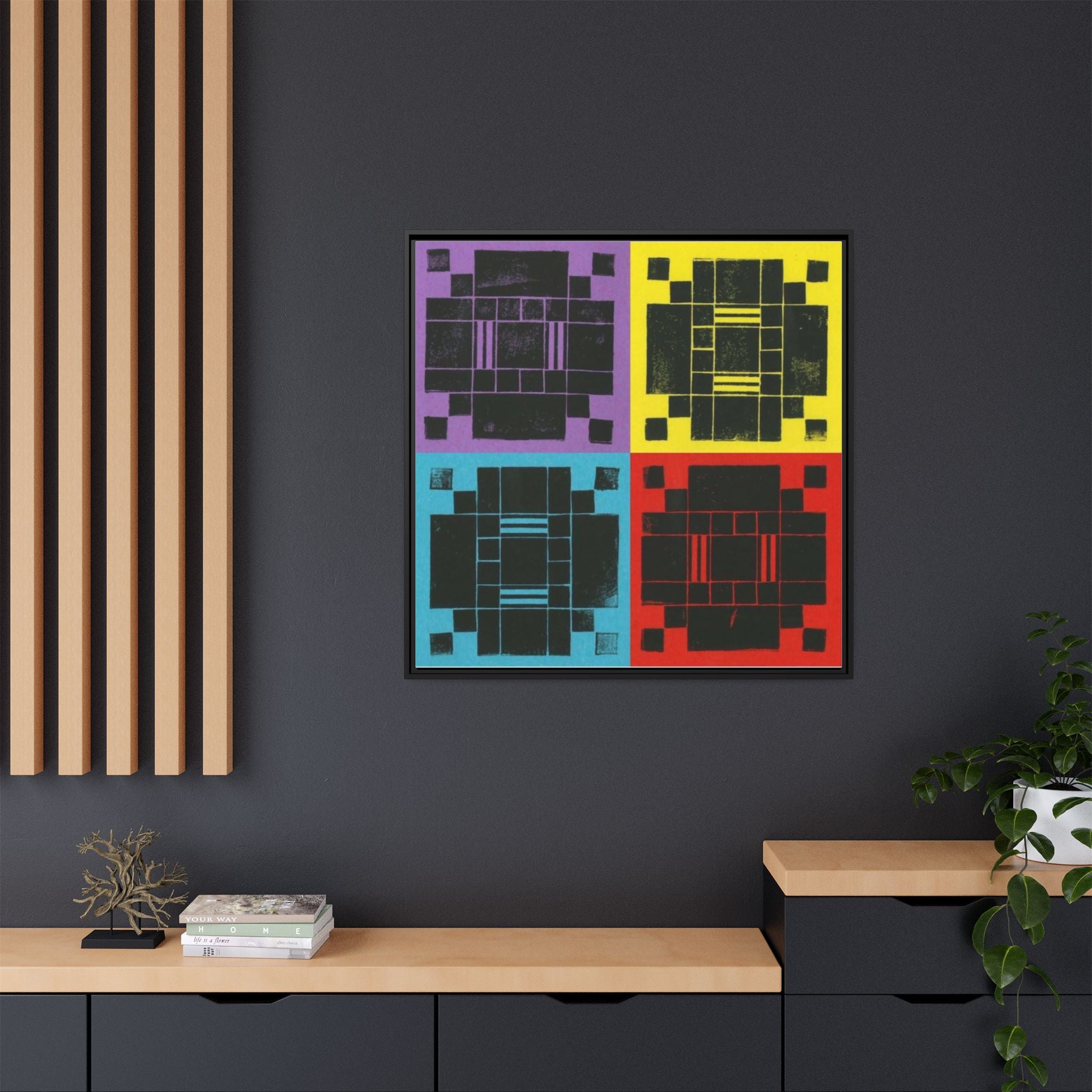 Printing With Legos Collagraph Matte Canvas, Framed