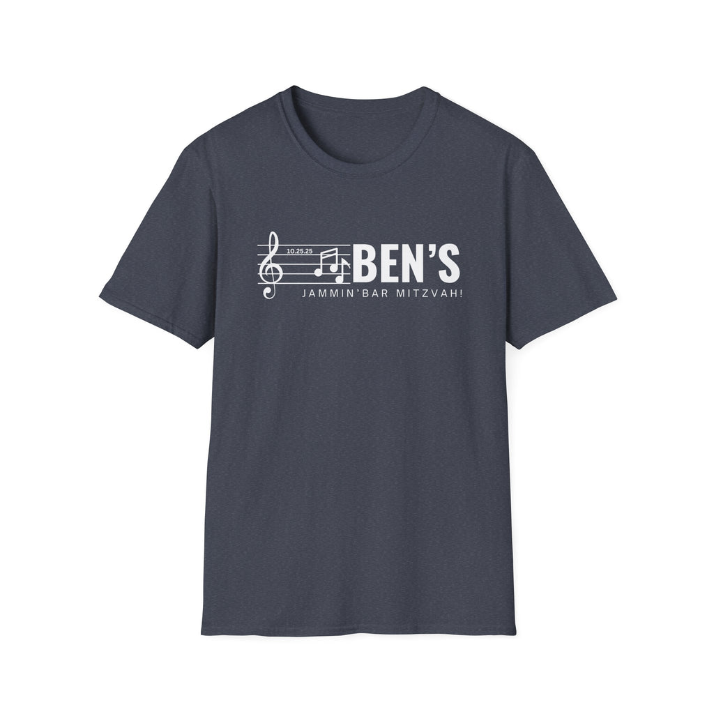 Custom Ben Tee Shirt Unisex Softstyle T-Shirt Use Your Design or We Can Make You A Custom Bar Mitzvah Design (Ben)