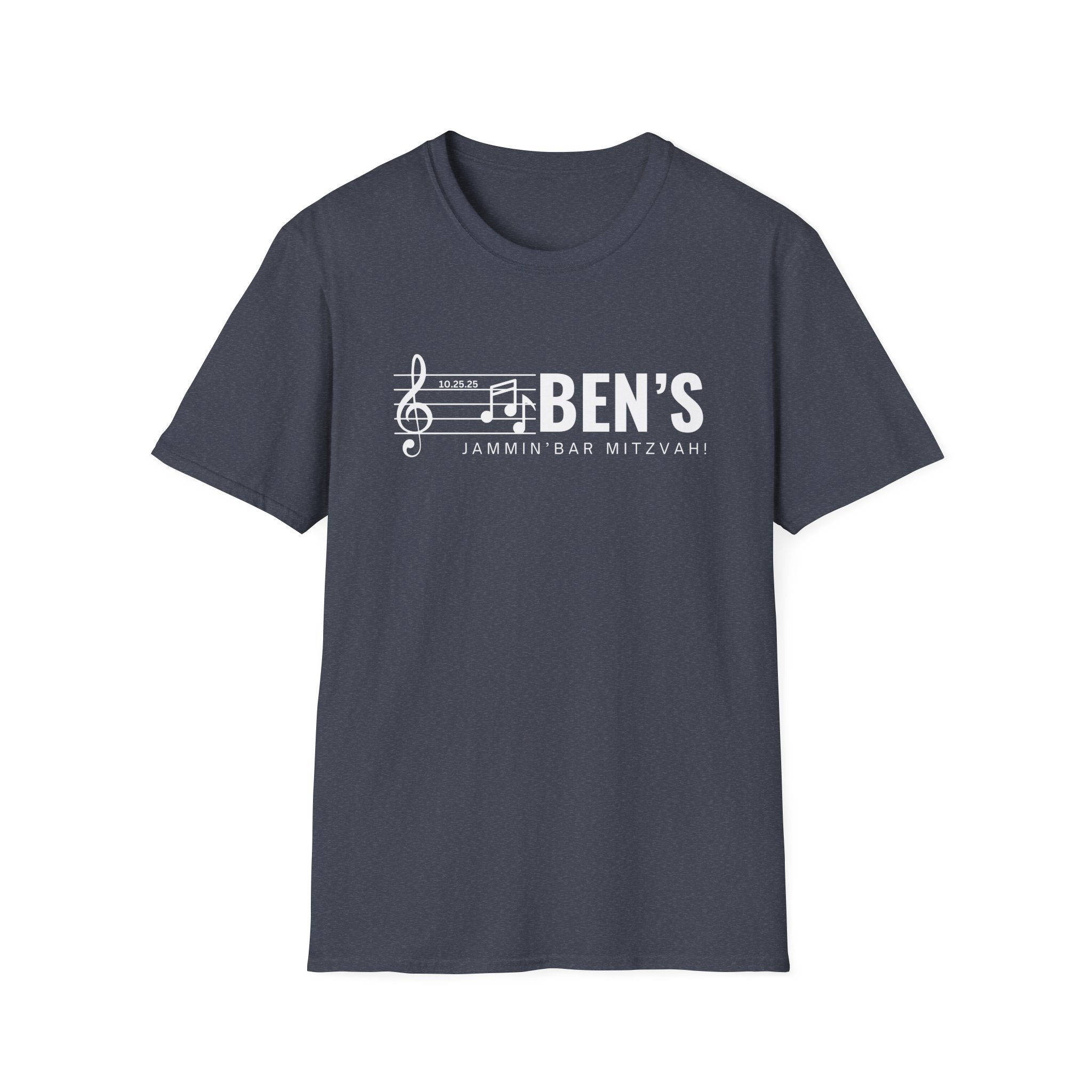 Custom Ben Tee Shirt Unisex Softstyle T-Shirt Use Your Design or We Can Make You A Custom Bar Mitzvah Design (Ben)