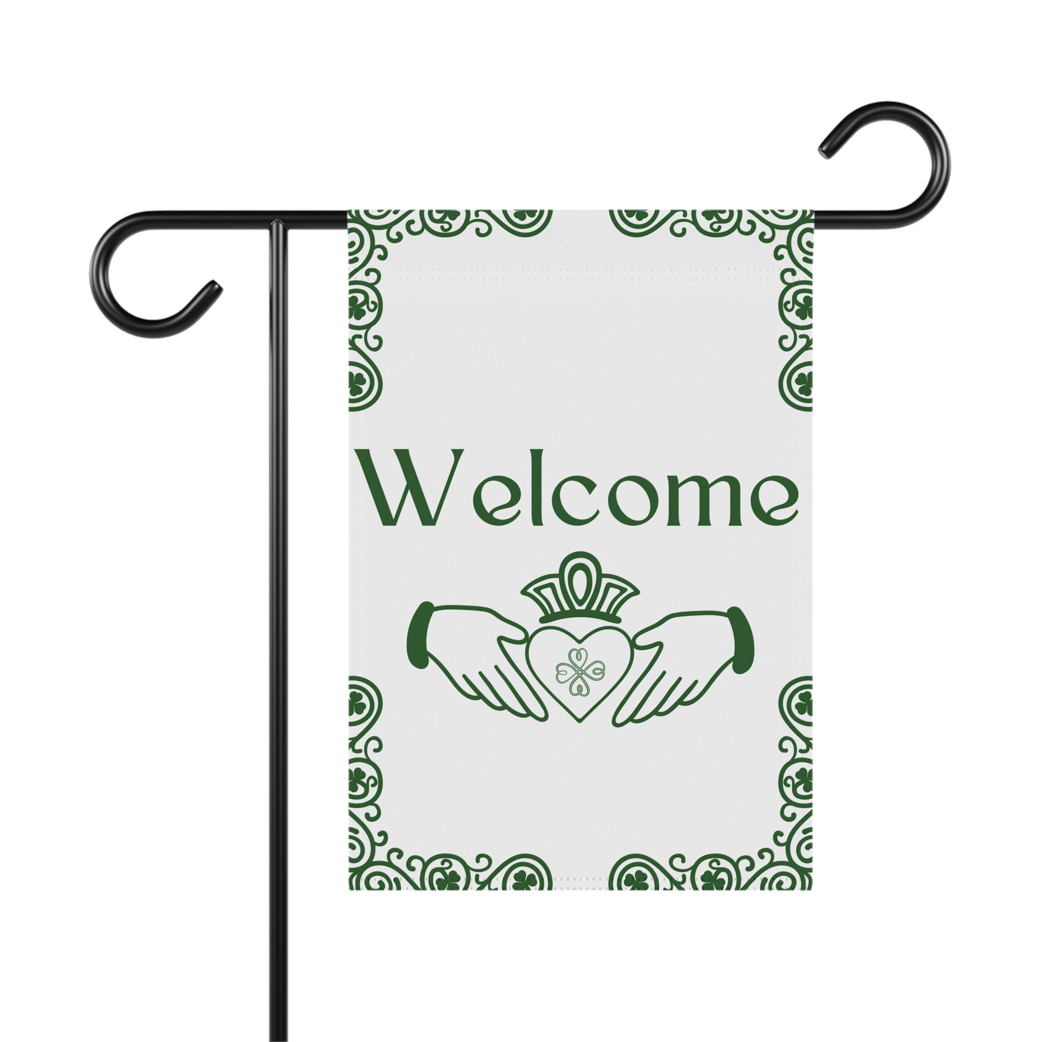 Irish Welcome Flag 12 x 18 in Welcome Flag with Irish Claddagh Irish Garden Flag St. Patrick's Day