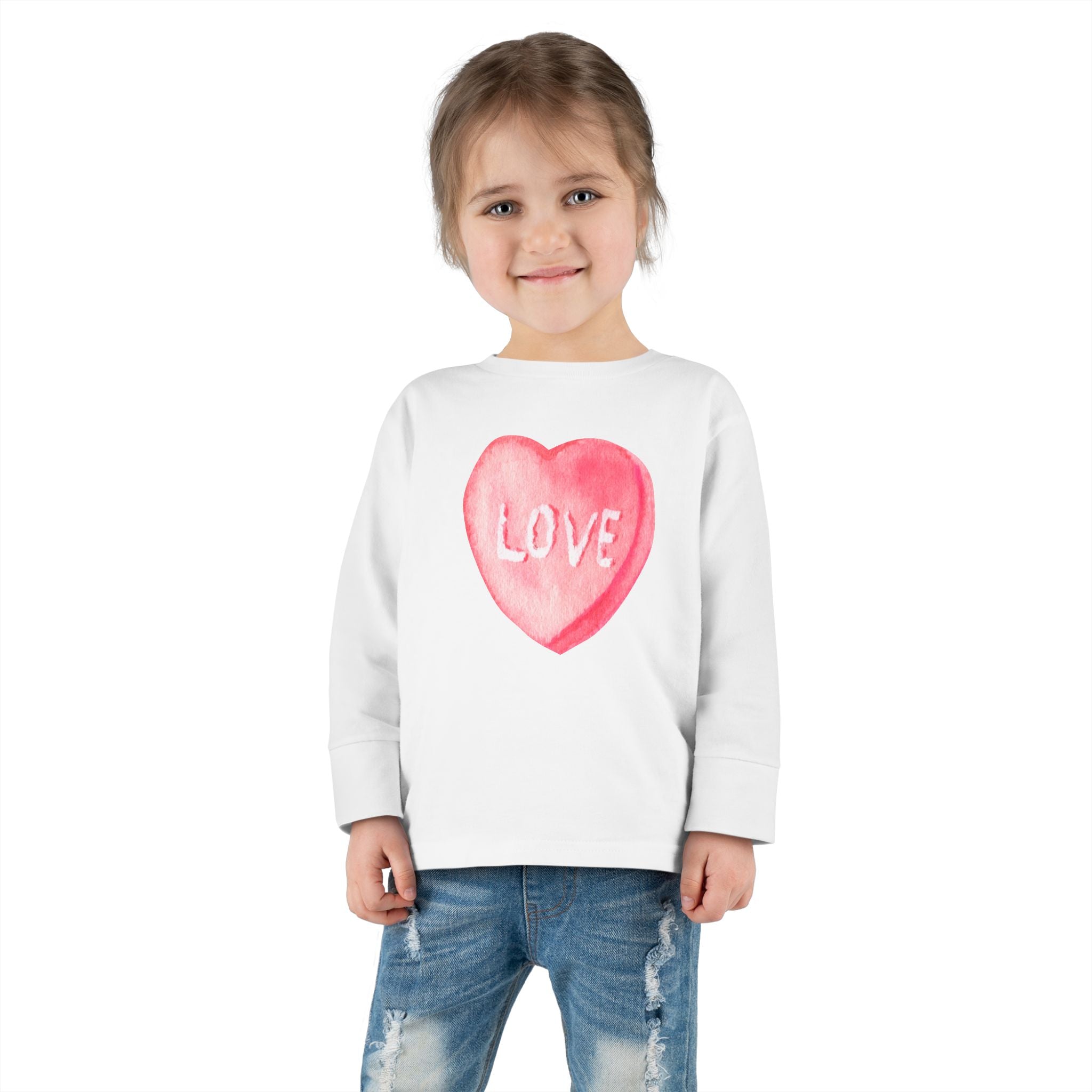 LOVE Candy Hearts Pastel LongSleeve Tee Toddler Long Sleeve Valentine's Day Tee