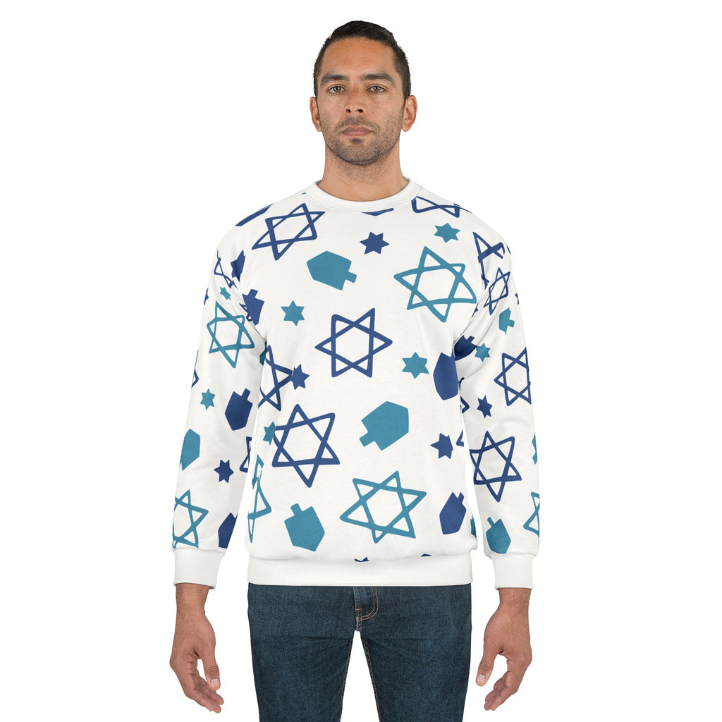 Hanukkah Sweatshirt Schlomo's Blues All Over Print Unisex Sweatshirt Chanukah Apparel