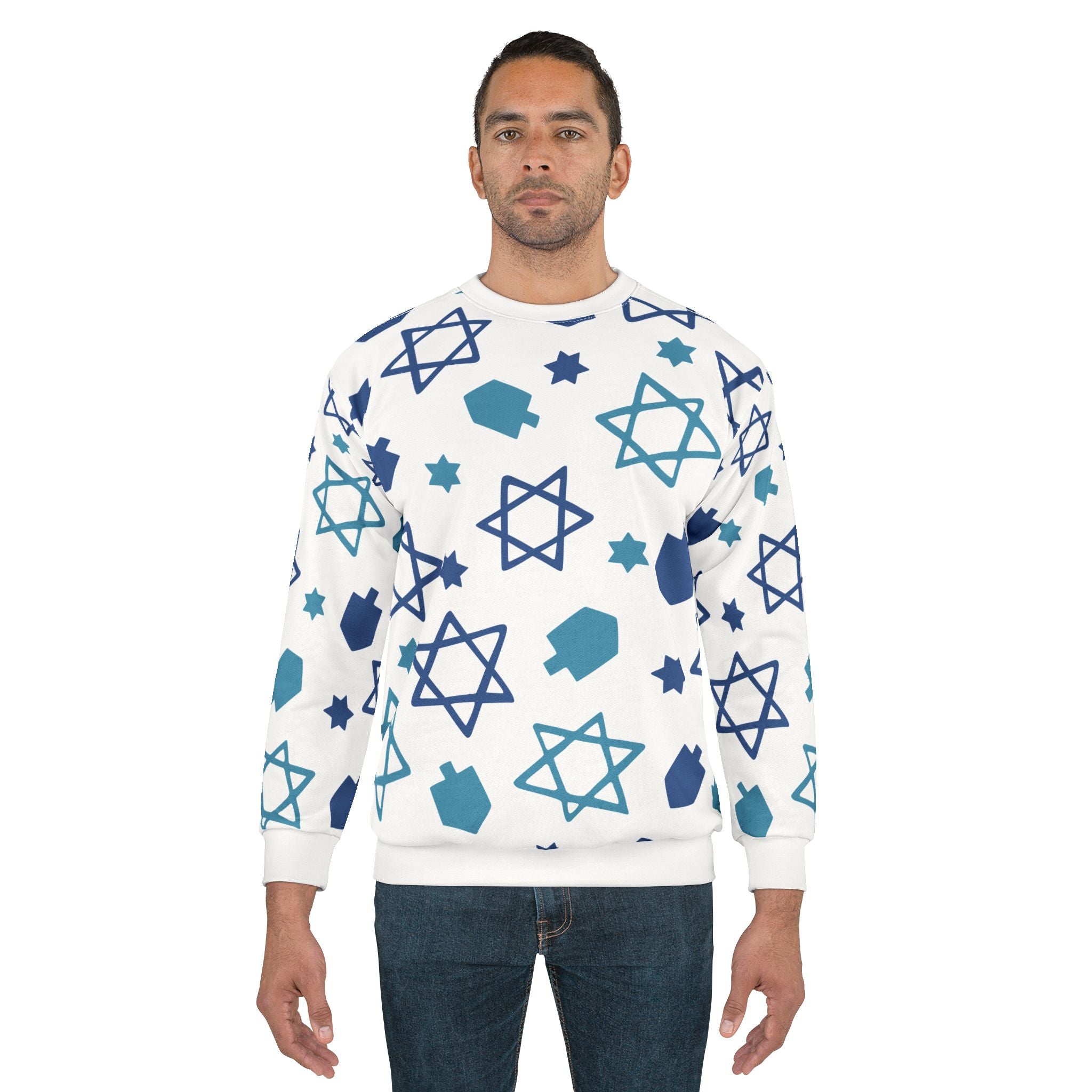 Hanukkah Sweatshirt Schlomo's Blues All Over Print Unisex Sweatshirt Chanukah Apparel