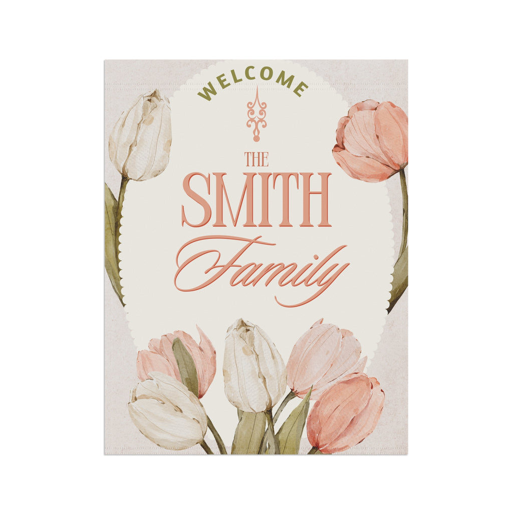 Personalized Garden Banner | Floral Welcome Sign, Decorative Yard Flag, Housewarming Gift, Spring Decor, Family Name Sign