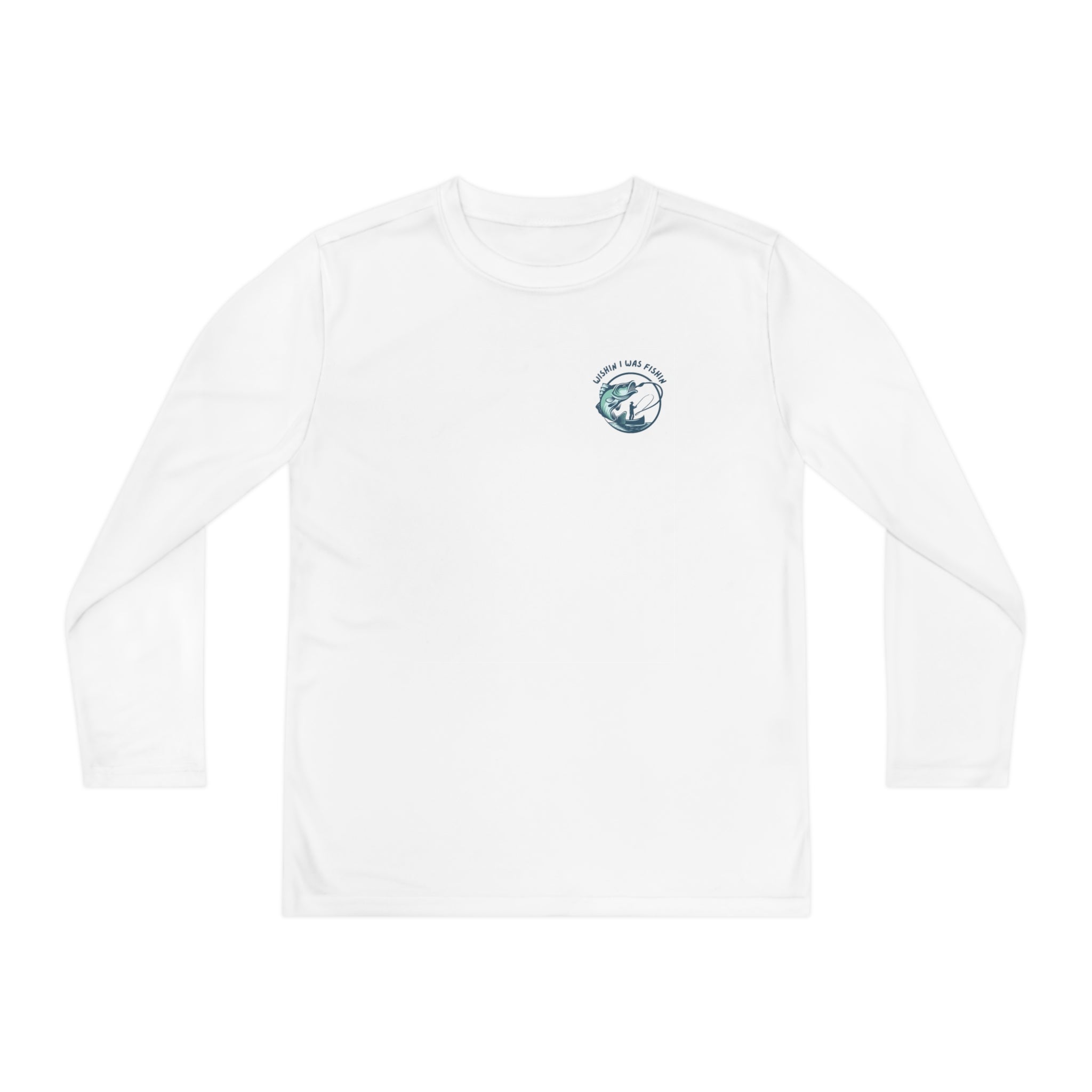Wishin I Was Fishin Youth Long Sleeve Moisture Wicking Top