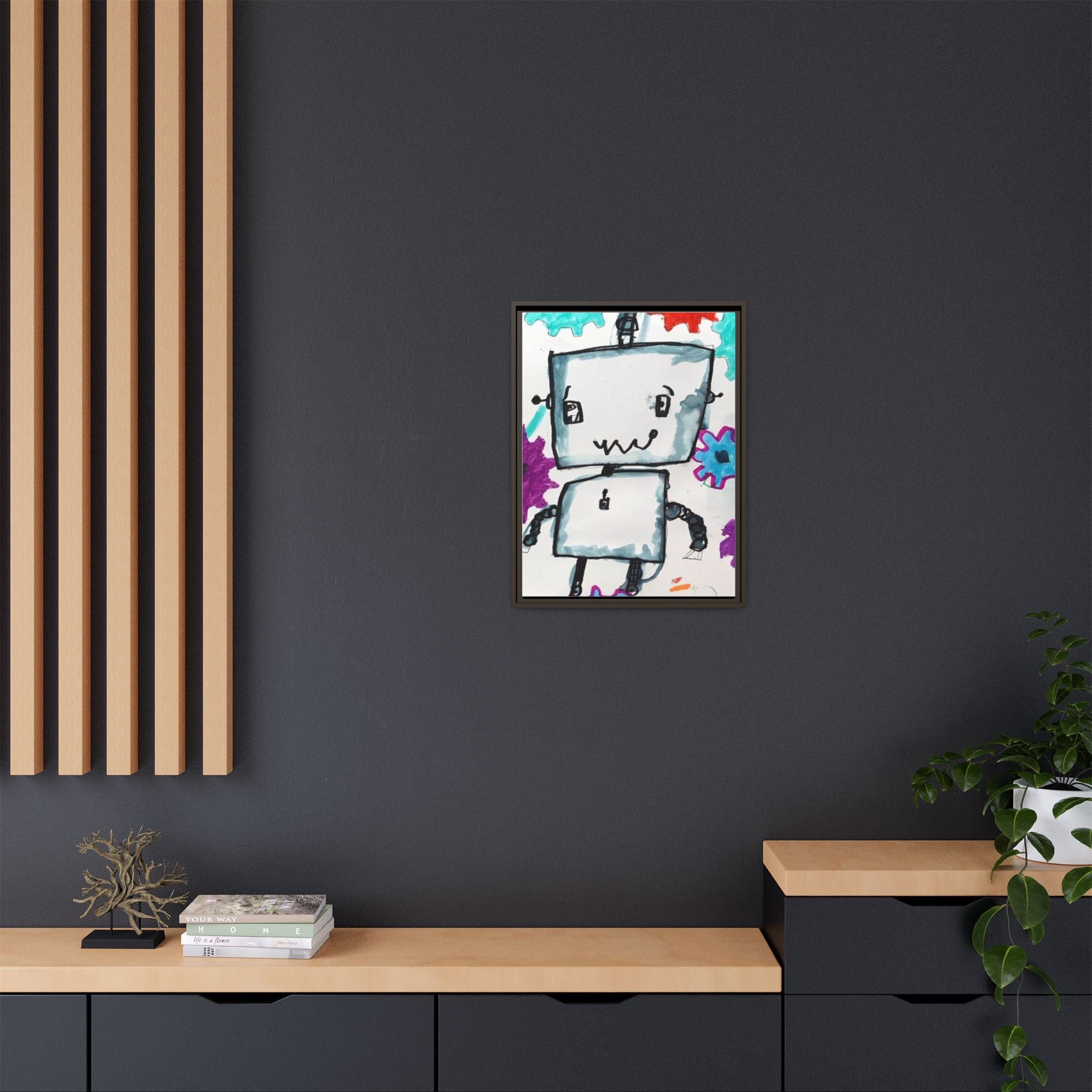 Nam June Paik Robots Matte Canvas Art by Jackson Smith Framed