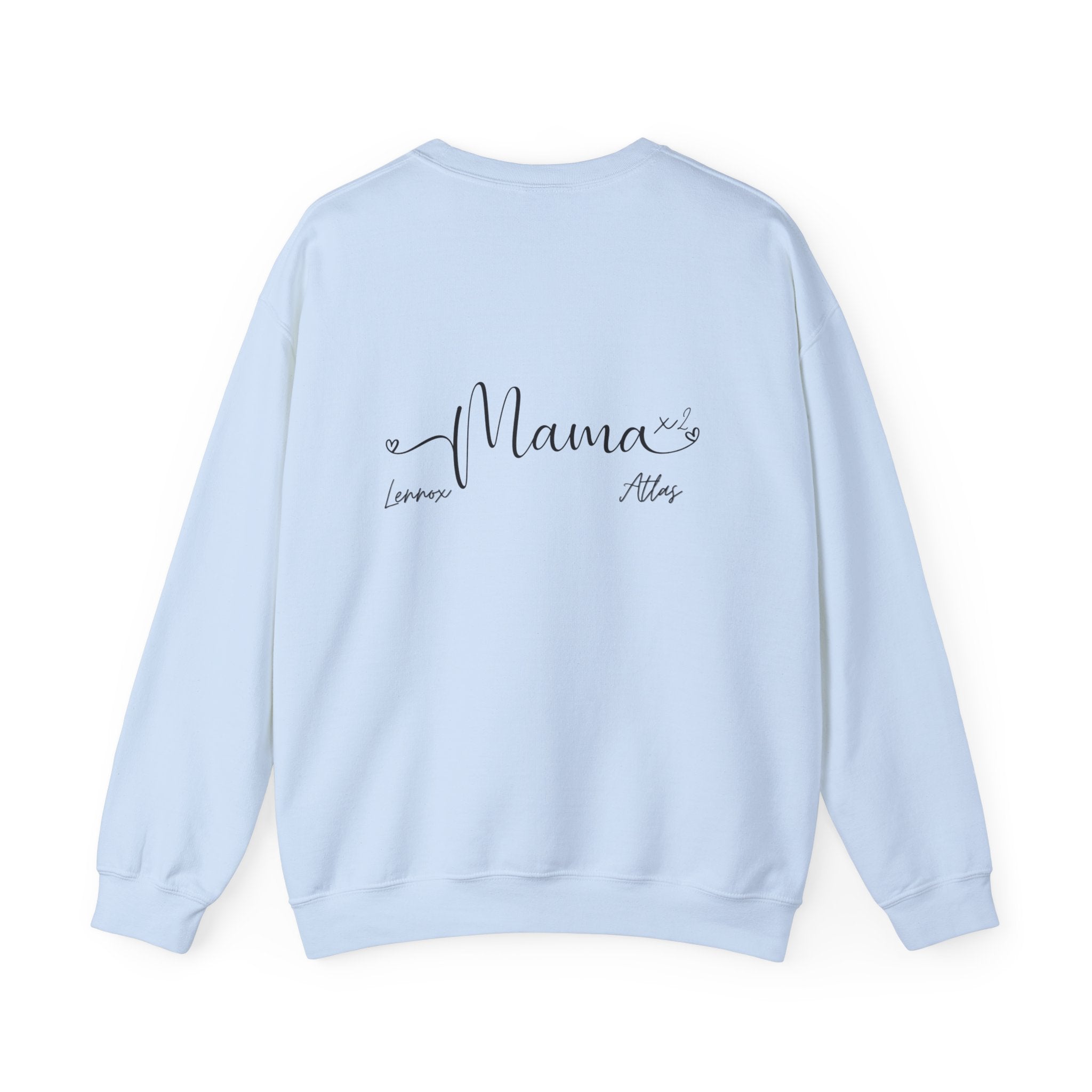 Custom 2 child Mama Sweatshirt with Names Heavy Blend™ Crewneck Sweatshirt