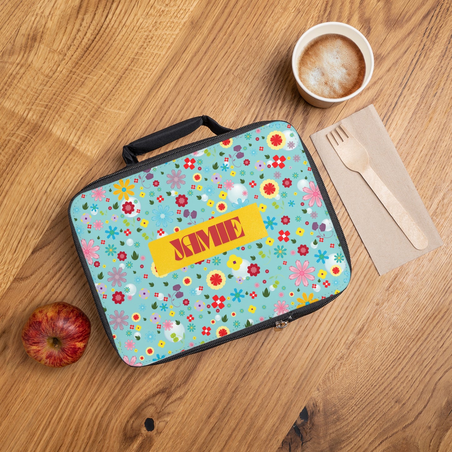Personalized Floral Lunch Bag, Eco-Friendly Tote, School Supplies, Back to School Insulated Lunch Bag