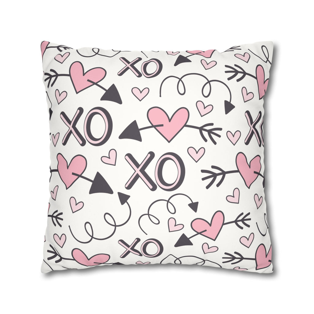 Valentine's Print Faux Suede Square Pillowcase XO Heart Print Valentine's Sofa Pillow Case Valentines Decor