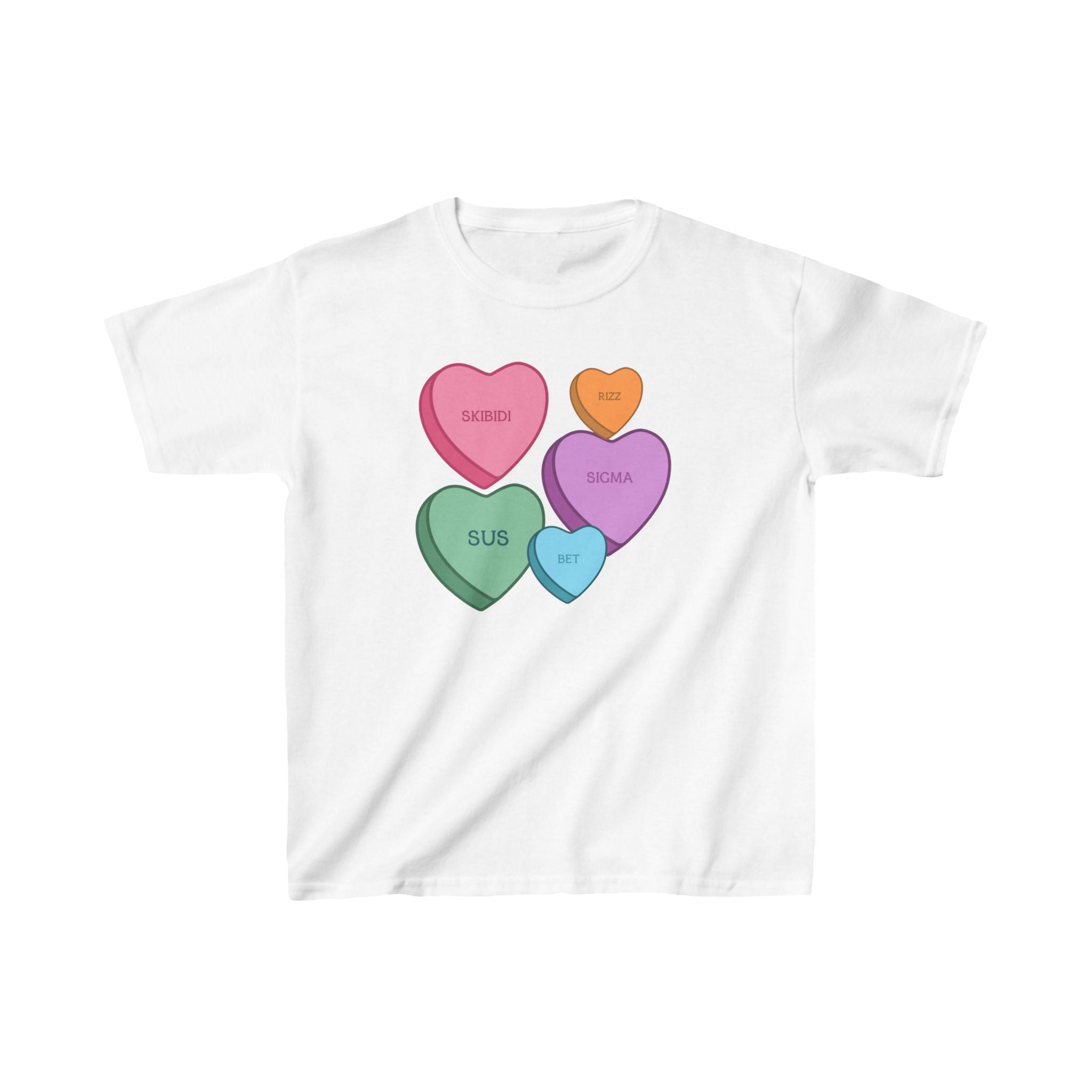 Kids Candy Hearts Valentines Day T-Shirt, Alpha Gen Slang Tee for Children, Valentine's Day Shirt, Youth Top, Kids Fashion, Gift for Boys