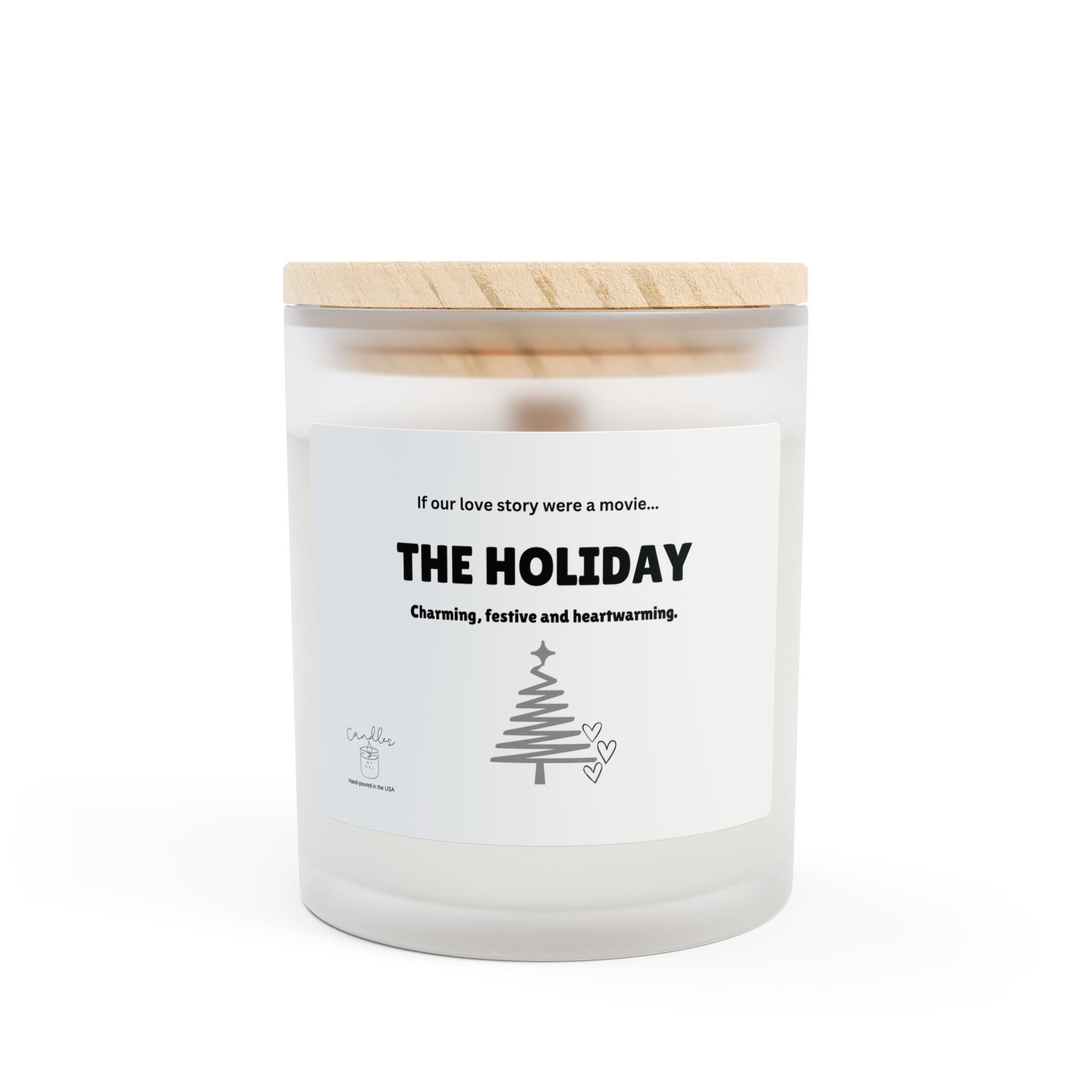 The Holiday Frosted Glass Candle, 11oz If Our Love Story Were a Movie Wooden Wick Candle Gift for Partner or Spouse