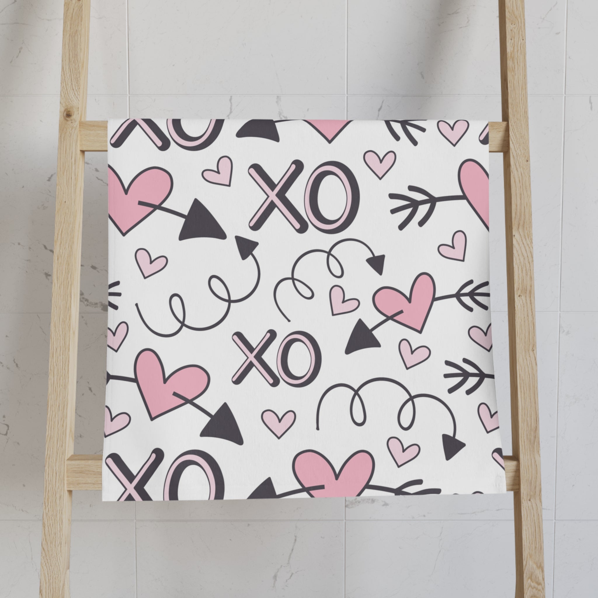 Valentine's Hand Towel Valentine's Day Hand Towel XO Heart Valentine's Day Towel