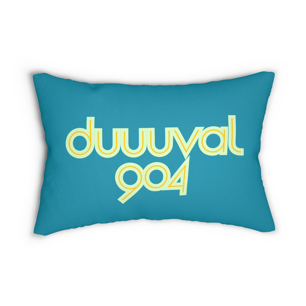 Duuuval Decor 904 Pillow, Duuuval 904 Teal and Yellow Love Pillow, 14x20 Inches, Home Decor Accent, Gift for Football Fans Jax Decor