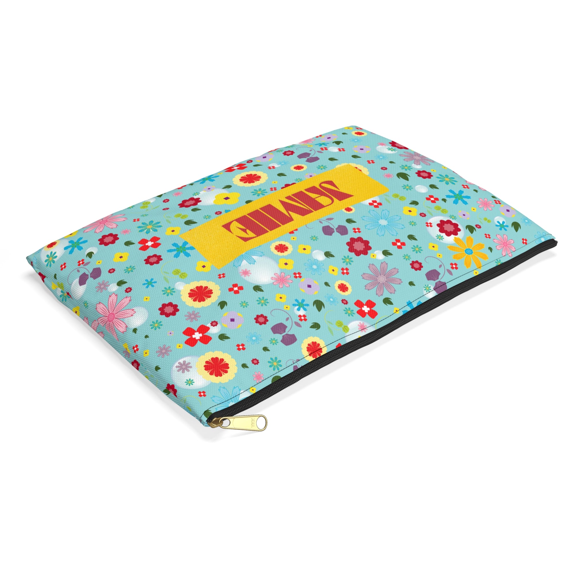 Colorful Floral Accessory Pouch, Cosmetic Bag, Makeup Organizer, Travel Case, Gift for Her Personalize or leave blank