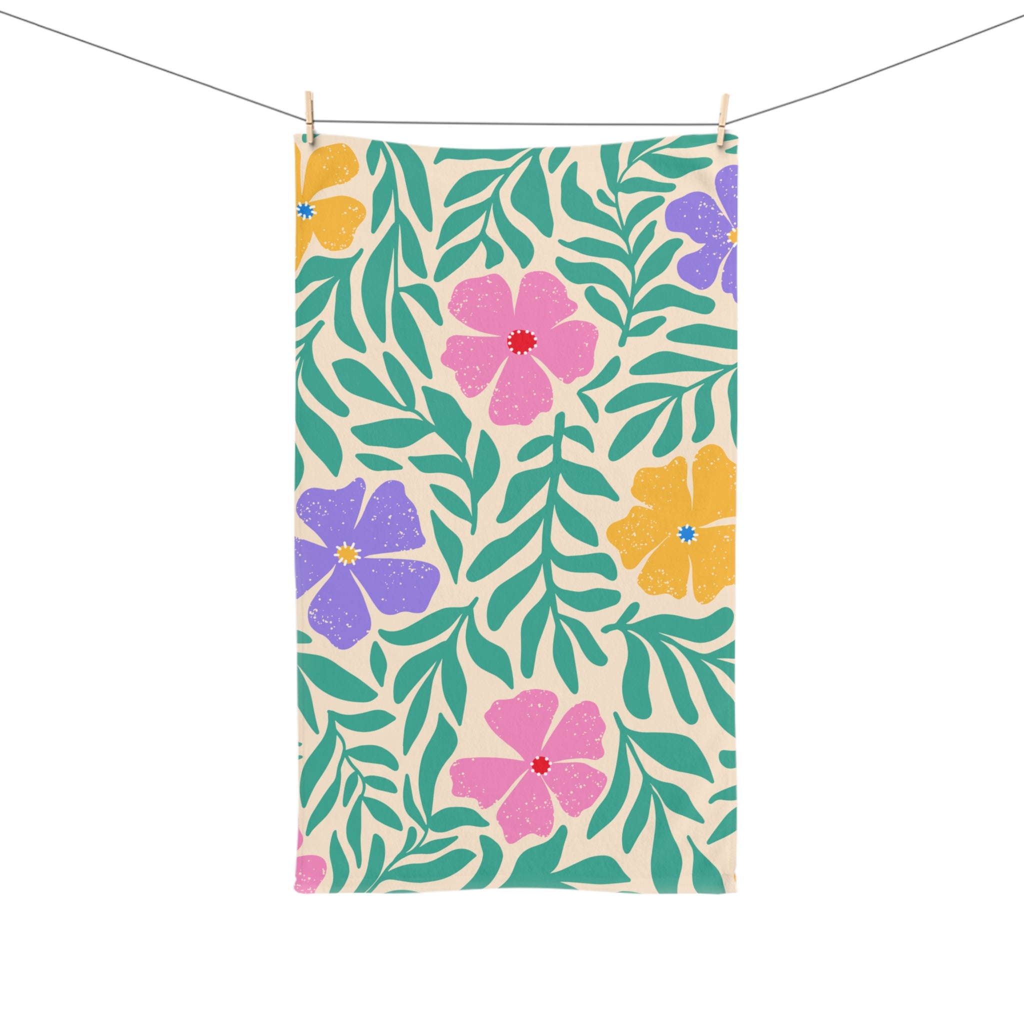 Floral Hand Towel Bright Floral Kitchen Towel, Bathroom Décor, Gift for Her, Mothers Day, Spring Home Decor