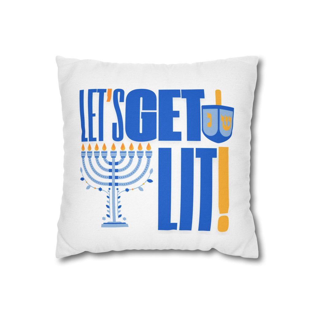 Hanukkah Decor Pillowcase, Let's Get Lit Chanukah Pillow Cover, Double Sided Hanukkah Decor