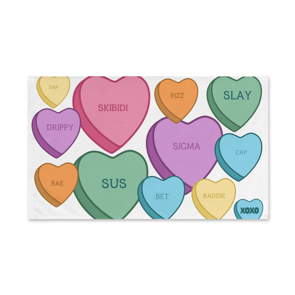 Candy Hearts Hand Towel Valentine's Day Towel