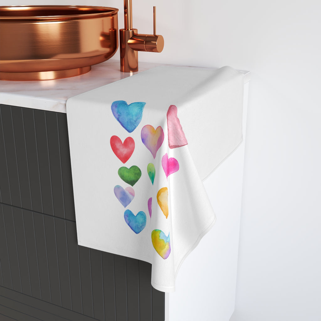 Valentine's Day Hand Towel Candy Heart in Pastels Hand Towel Valentine's Towel for Sink