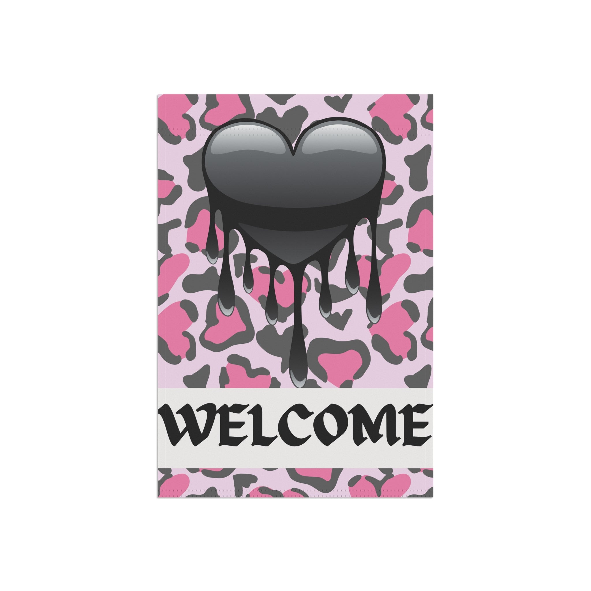 Black Heart Valentines Day Welcome Flag Valentines Day Garden Flag with Black Heart Punk Style Valentine's Flag