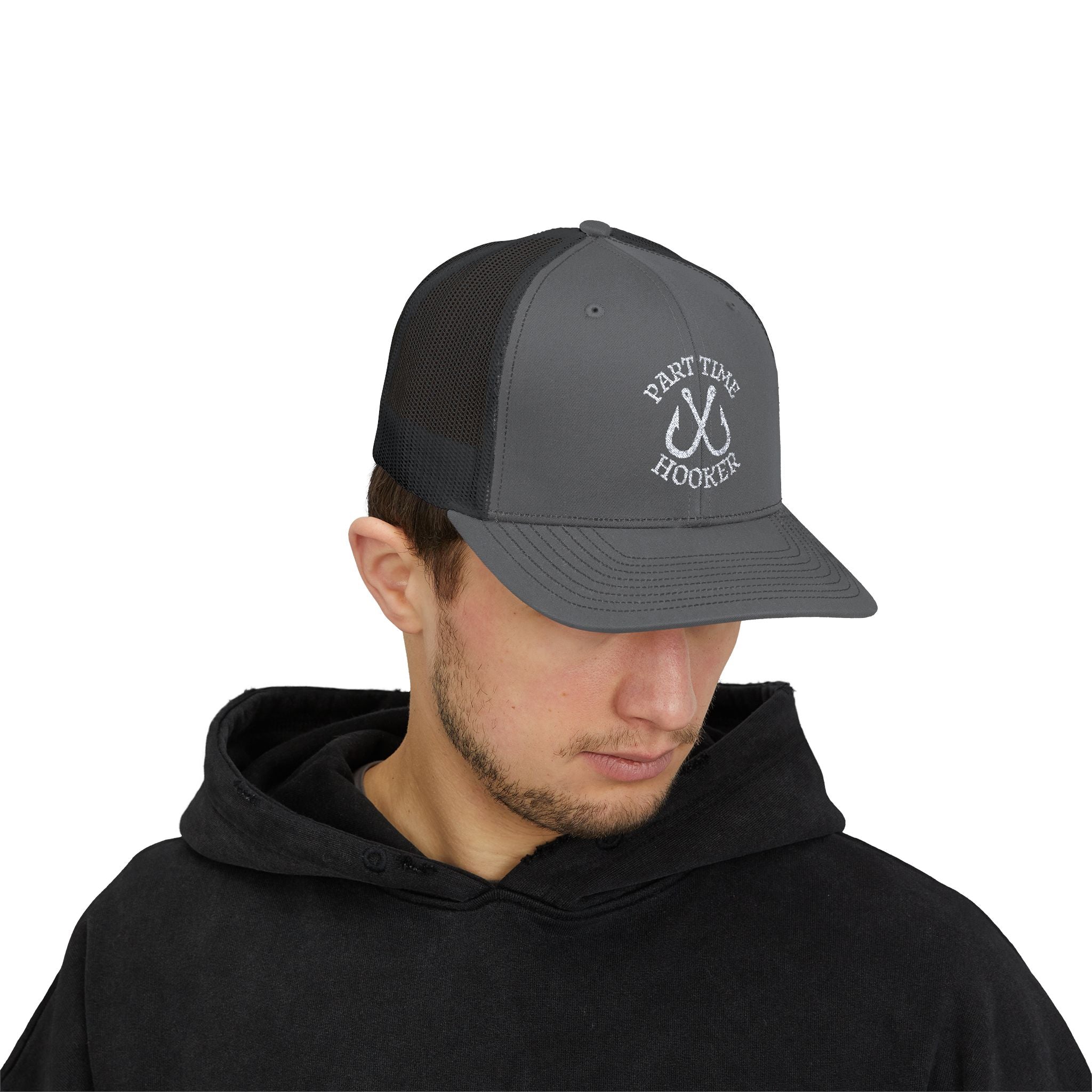 Part TIme Hooker Trucker Hat FIshing Logo Hat Fisherman Trucker Cap Part Time Hooker