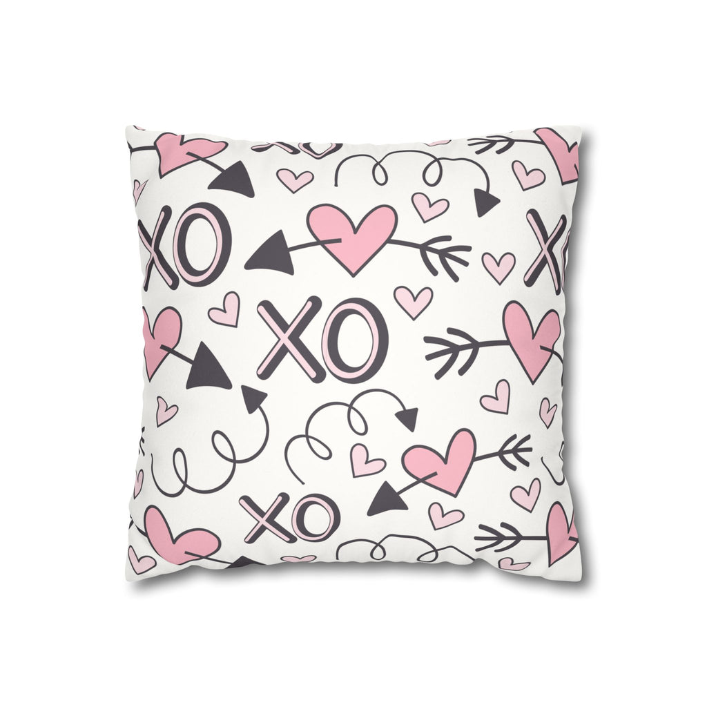 Valentine's Print Faux Suede Square Pillowcase XO Heart Print Valentine's Sofa Pillow Case Valentines Decor