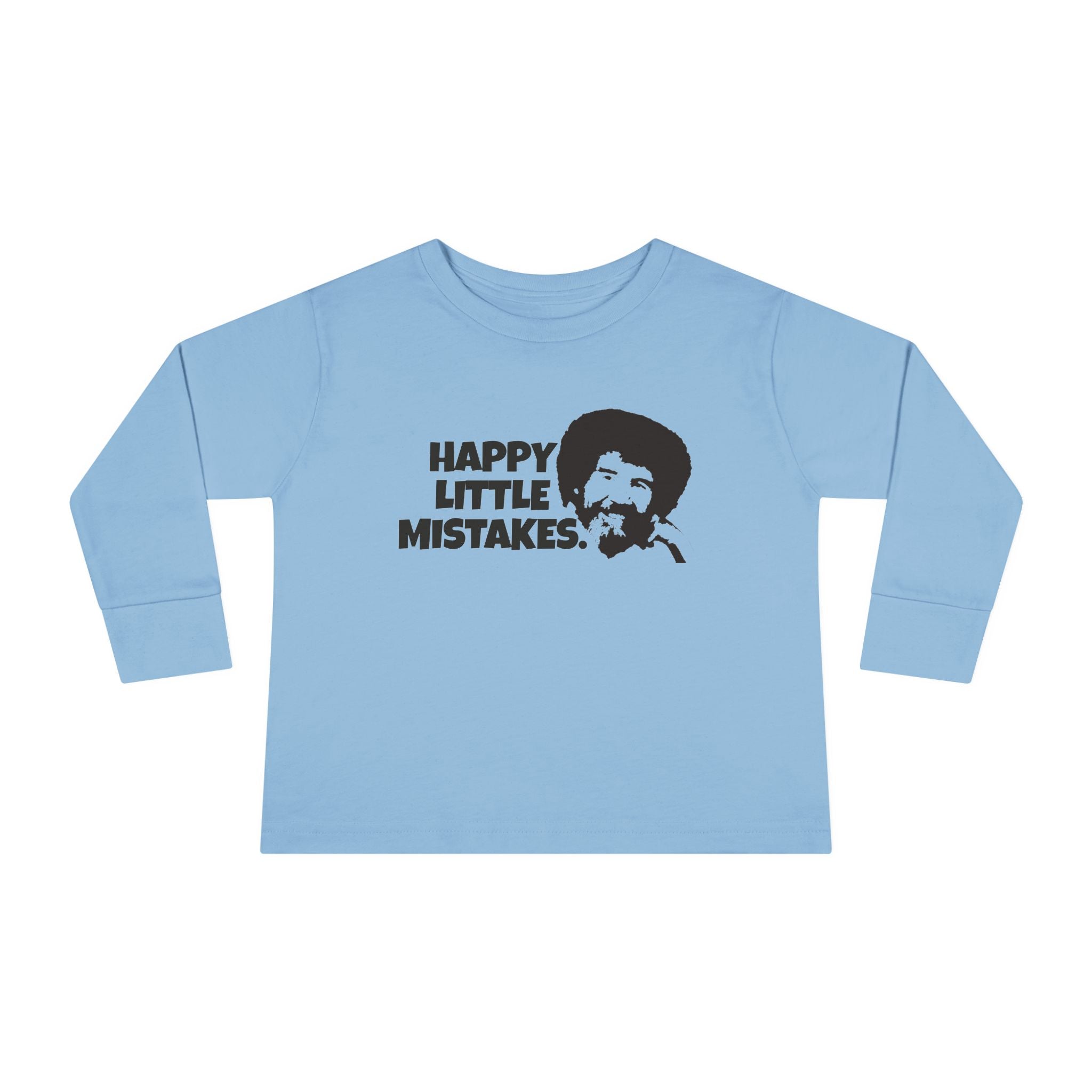 Bob Ross Inspired Toddler Long Sleeve Tee - Happy Little Mistakes Graphic Tee