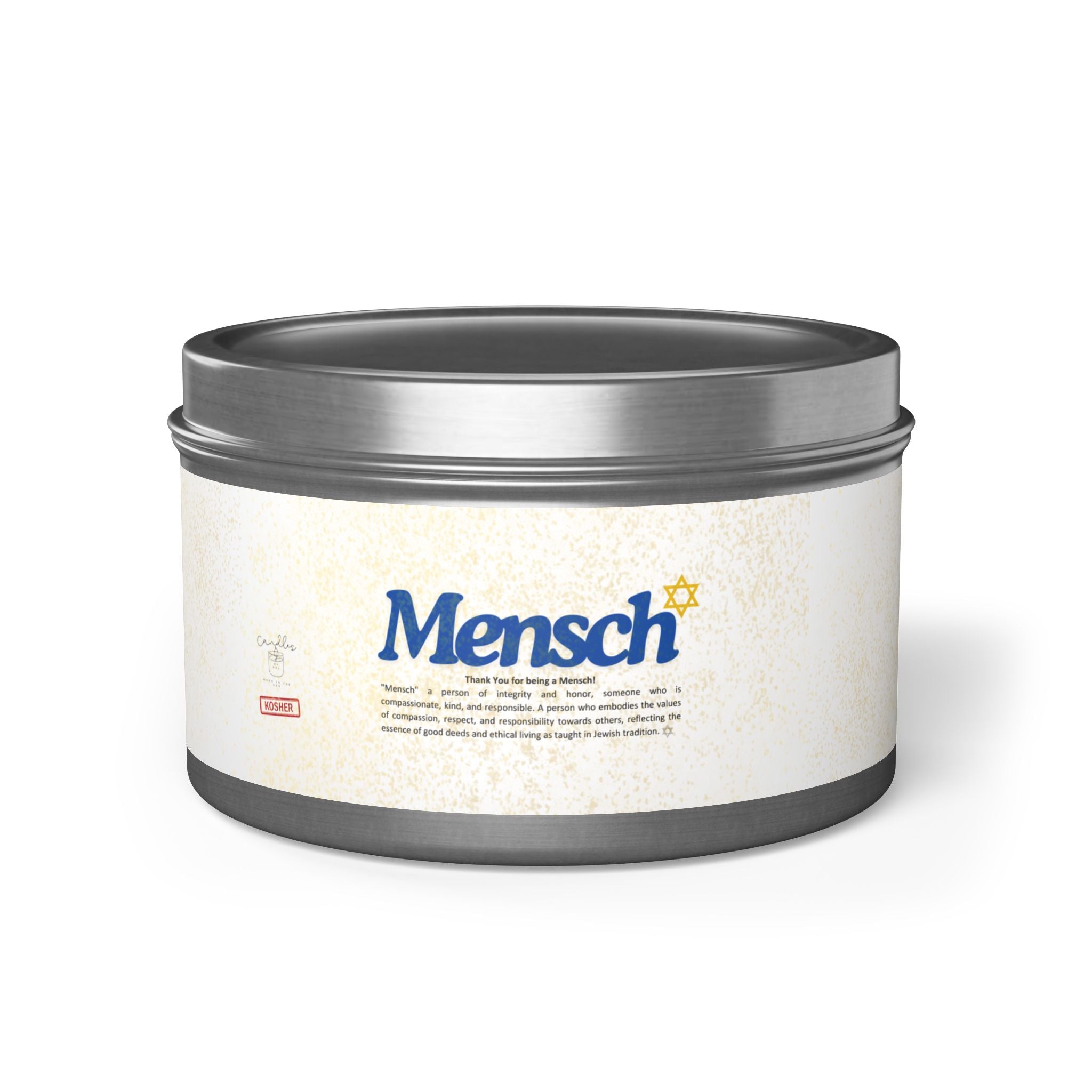 Mensch Appreciation Candle Gift, Jewish Thank You Tin Candles, Handmade in USA Gratitude Mensch Candle Jewish Gift