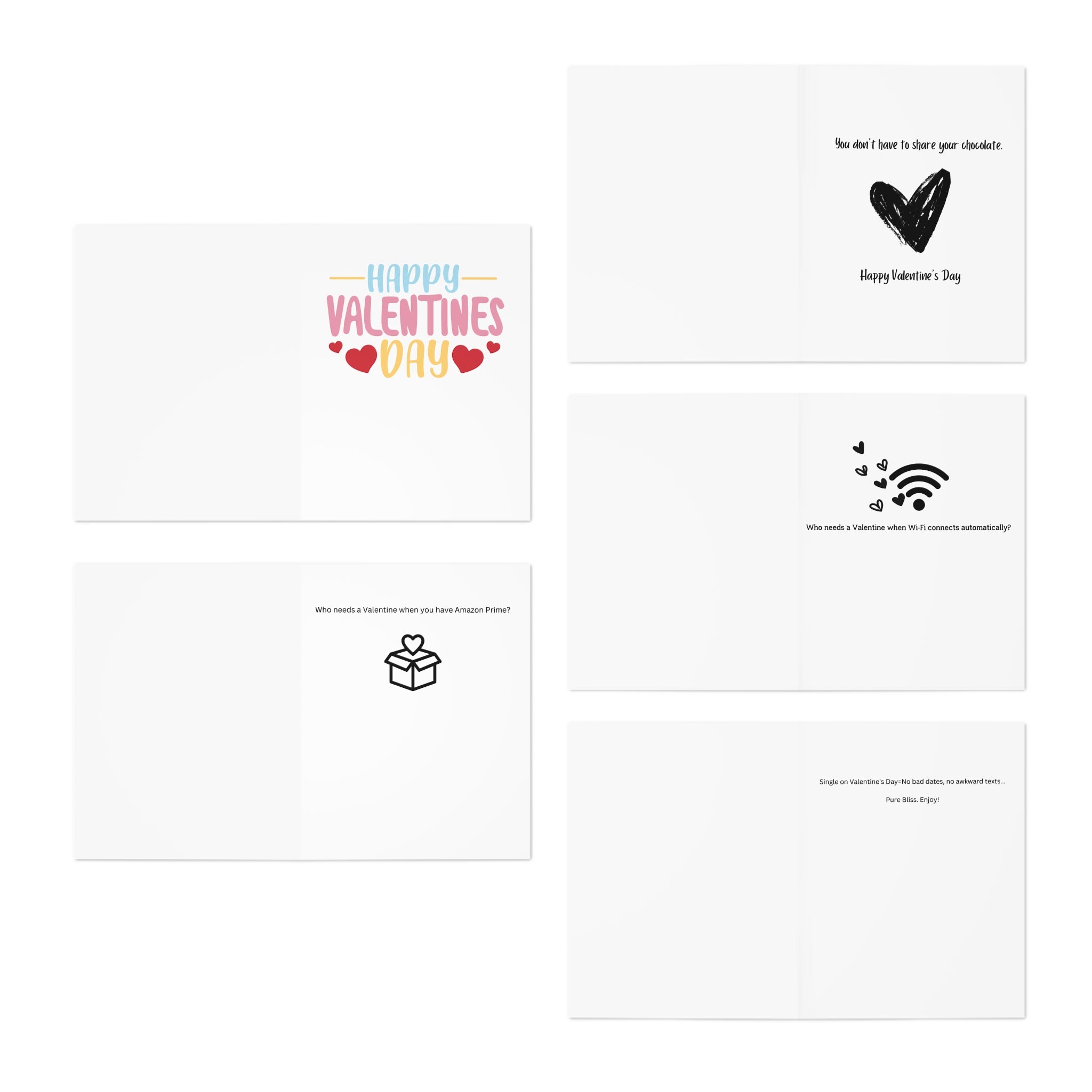 Valentine's Cards Single on Valentine's Cards Multi-Design Greeting Cards (5-Pack)