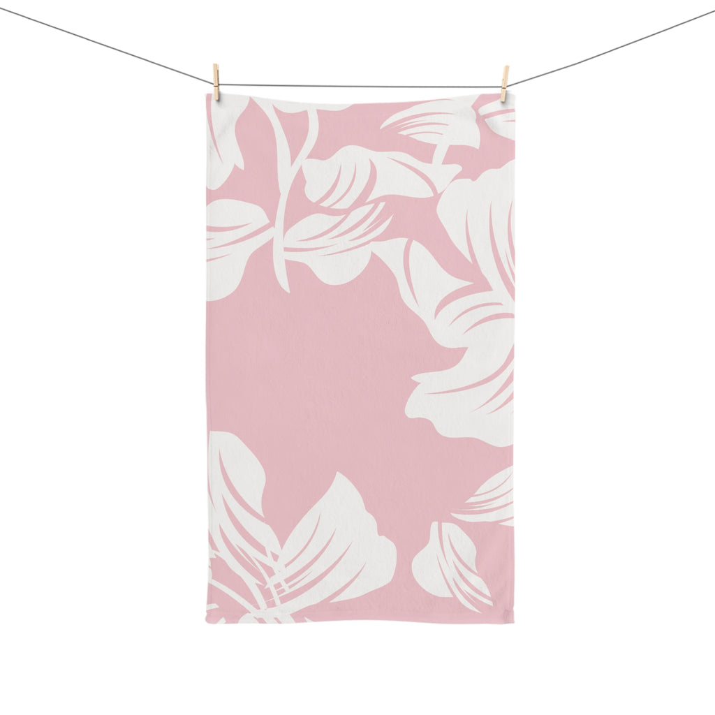Hand Towel Pink Floral Kitchen or Bath Guest Towel