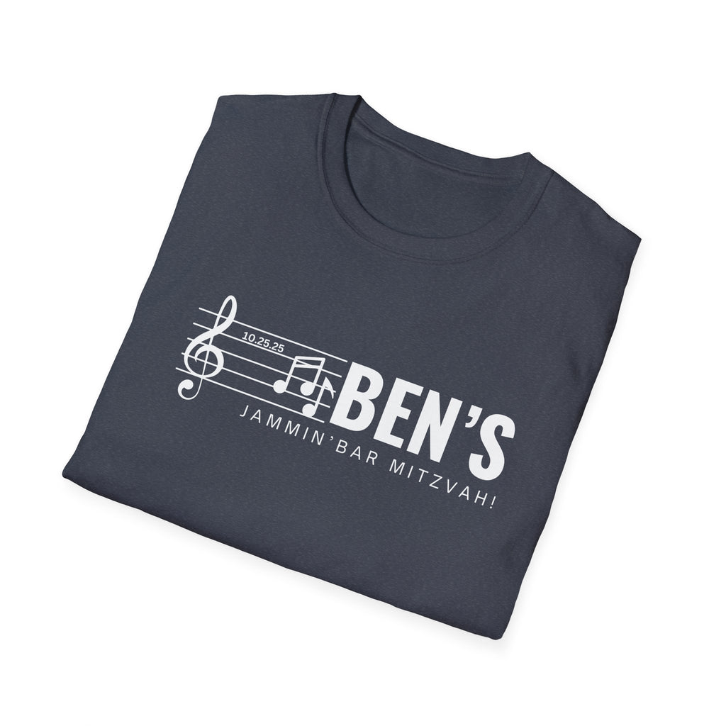 Custom Ben Tee Shirt Unisex Softstyle T-Shirt Use Your Design or We Can Make You A Custom Bar Mitzvah Design (Ben)